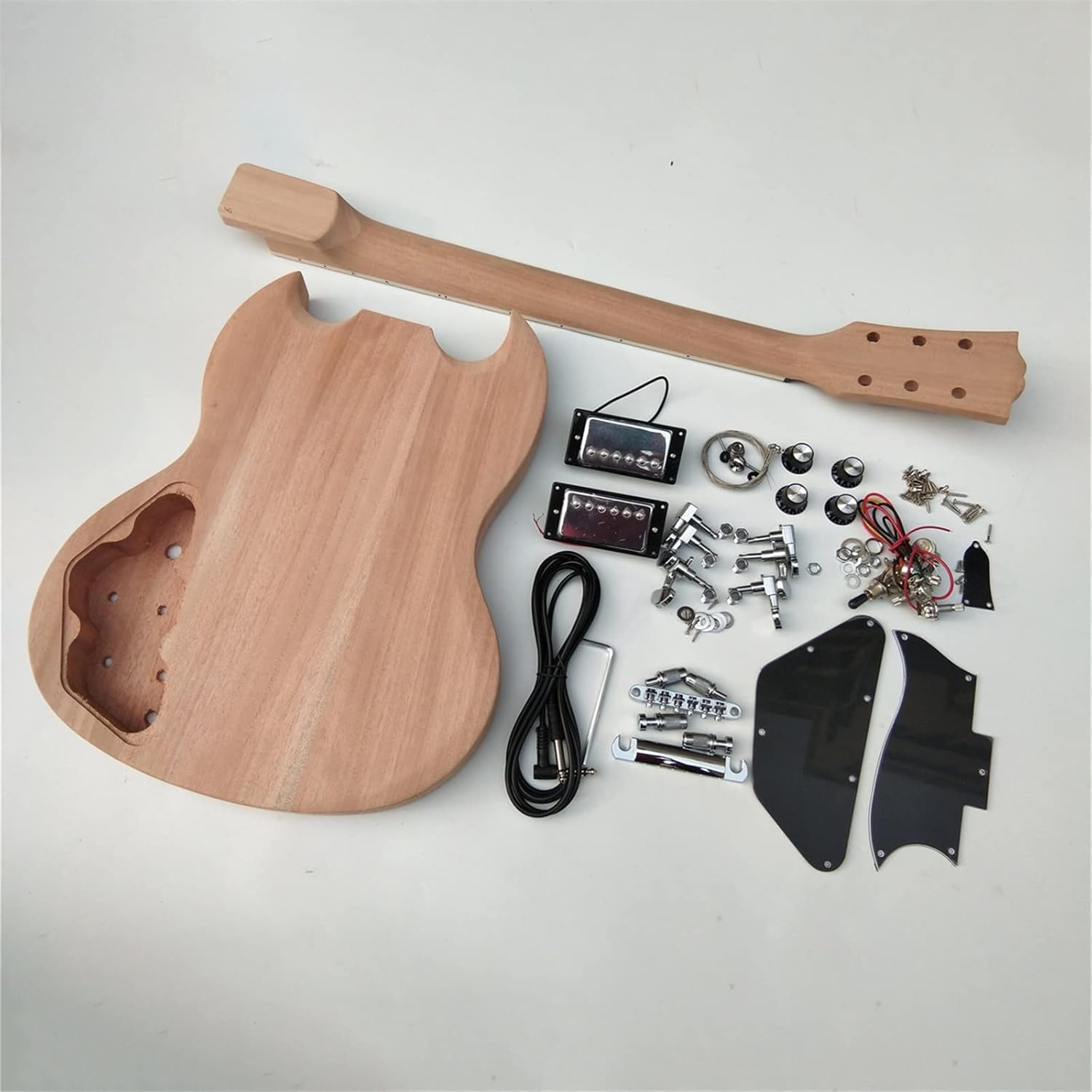 TSTS Semi-Finished DIY Electric Guitar Kit Mahogany Body with All Hardware Unfinished Electric Guitar Kit