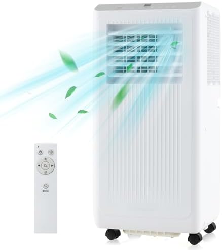 GOFLAME 8000BTUS Portable Air Conditioner for Rooms up to 250 Sq.Ft, 3-in-1 AC Unit on Wheels w/Cooling, Fan, Dehumidifier, Sleep Modes, 24H Timer, Remote Control Installation Kit, Floor AC Unit