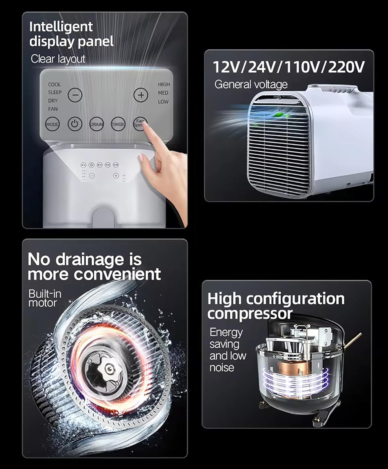 Portable Air Conditioners, 5200BTU Camping Tent Air Conditioner, 500W Low Consumption Outdoor Air Conditioner, 4 Adaptable Modes, for Rvs, Trucks, Vans, Cars