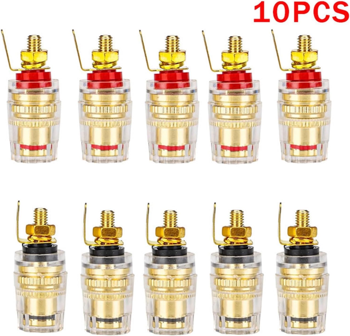 10PCS Banana Socket 4mm Wire Binding Post Copper Power Amplifier Speaker Terminal Crystal Cable Adapter Jack Connector(5 Red 5Black)