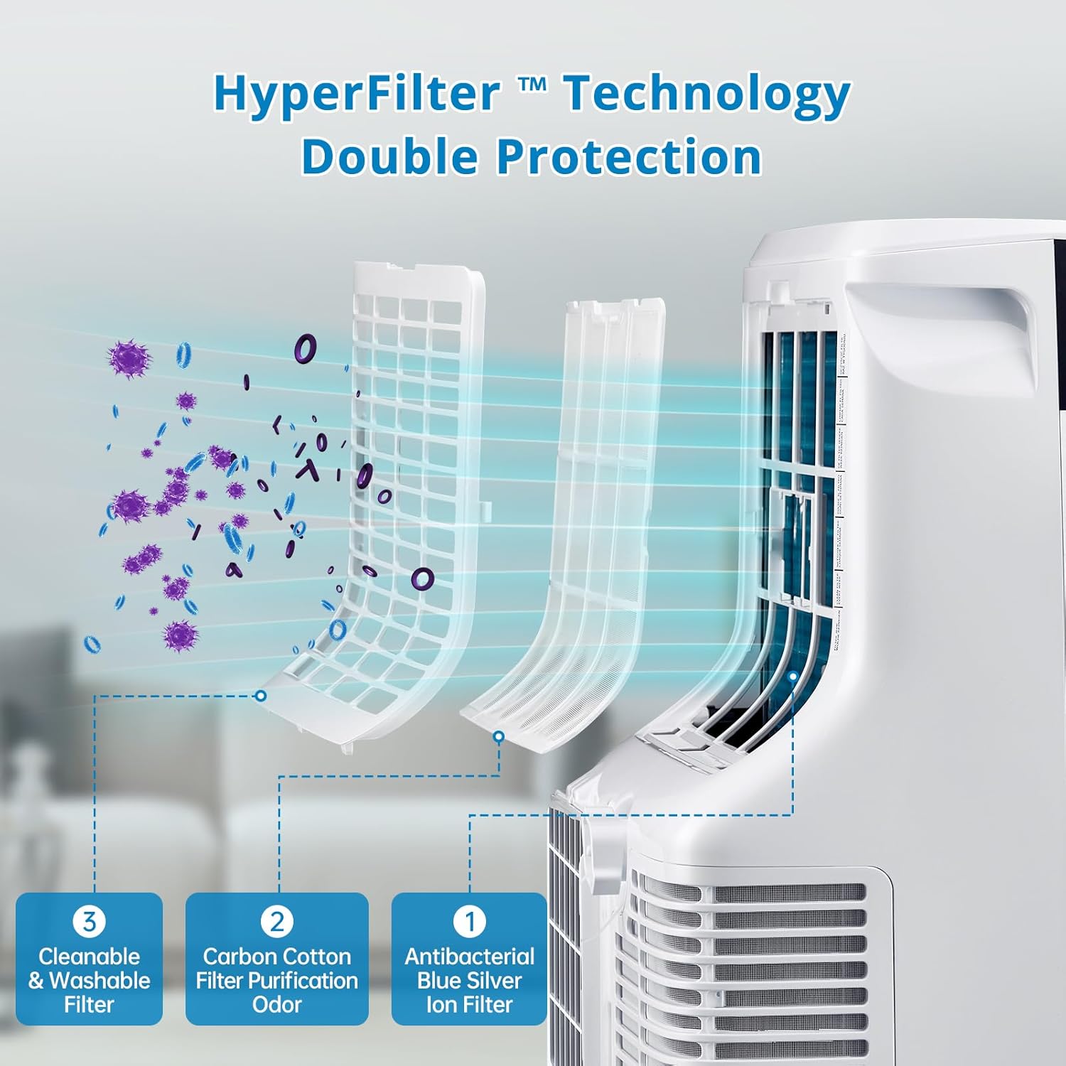 10000Btu Portable Air Conditioner up to 450 Sq. Ft, Built-in Dehumidifier, Fan, Energy Saving Sleep Modes, AC Unit with Window Exhaust Kit & Remote Control Portable AC for Rooms