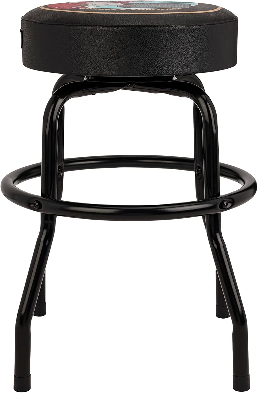Fender Guitars & Amps Logo Swivel Barstool with Guitar Picks Pouch, Great Gifts for Dad, with 1 Year Limited Warranty, Simple Assembly, Black/Black, 24