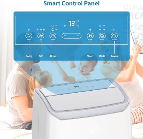 14000 BTUs Portable Air Conditioners with Remote Control, 3-in-1 Portable AC Unit with Fan & Dehumidifier for Room up to 750 sq.ft., Smart/Sleep Mode, 24H Timer, Installation Kit
