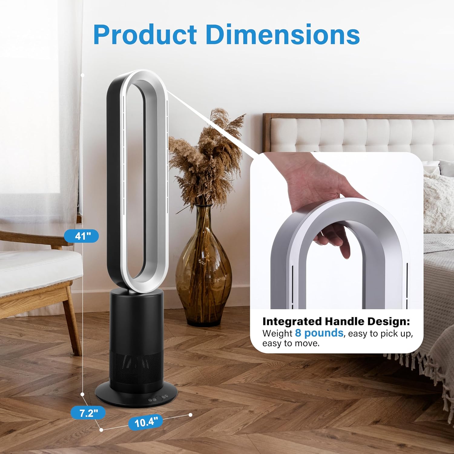 Simple Deluxe 45 Inch Bladeless Tower Fan with Remove, Cooling Fan for Indoor Use, Oscillating Fan for Home Bedroom