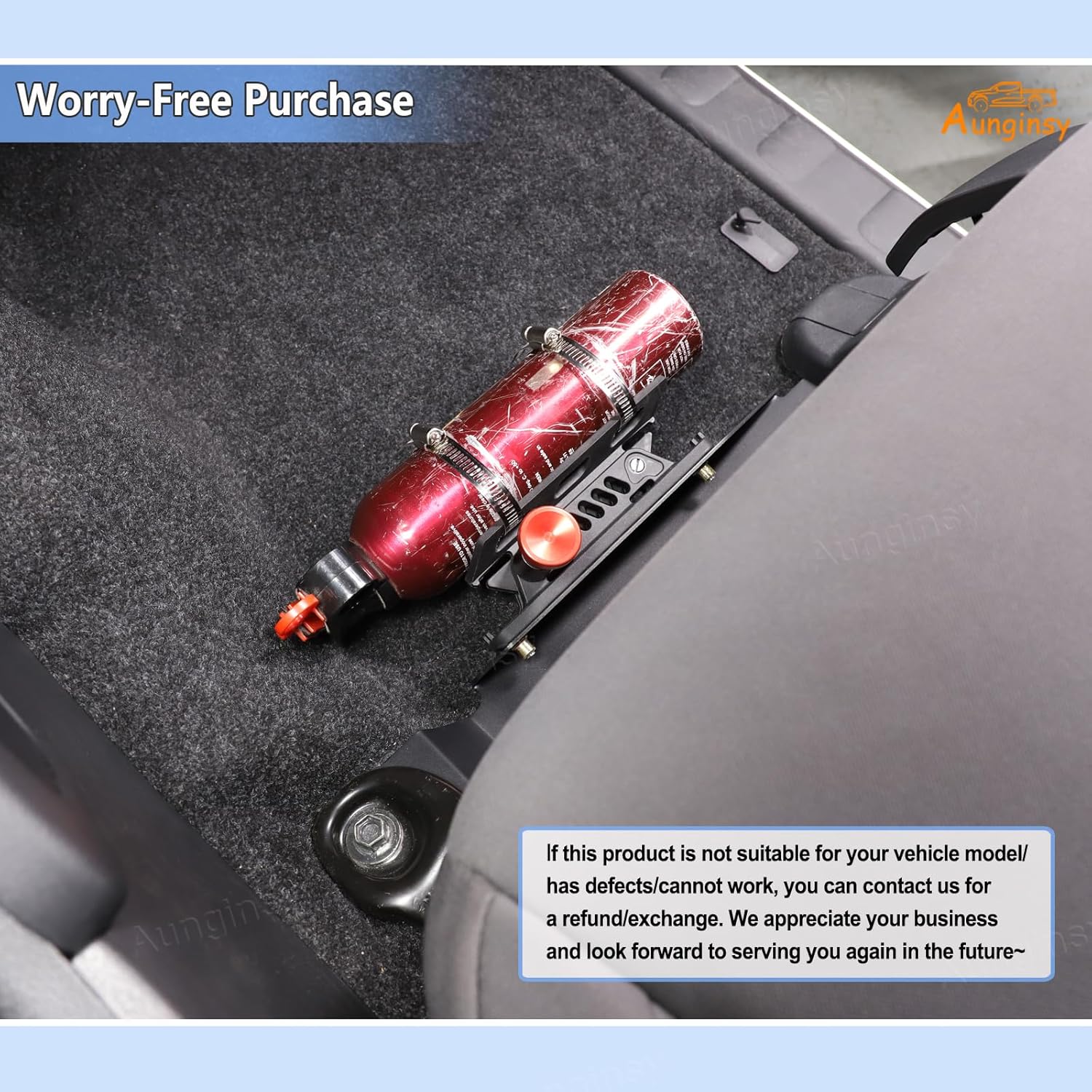 Car Co-Pilot Under Seat Quick Release Roll Bar Fire Extinguisher Mount Bracket Compatible with Nissan Frontier 2022-2025+, Adjustable 2 Clamps Fire Extinguisher Bottle Tie Holder Billet Accessories