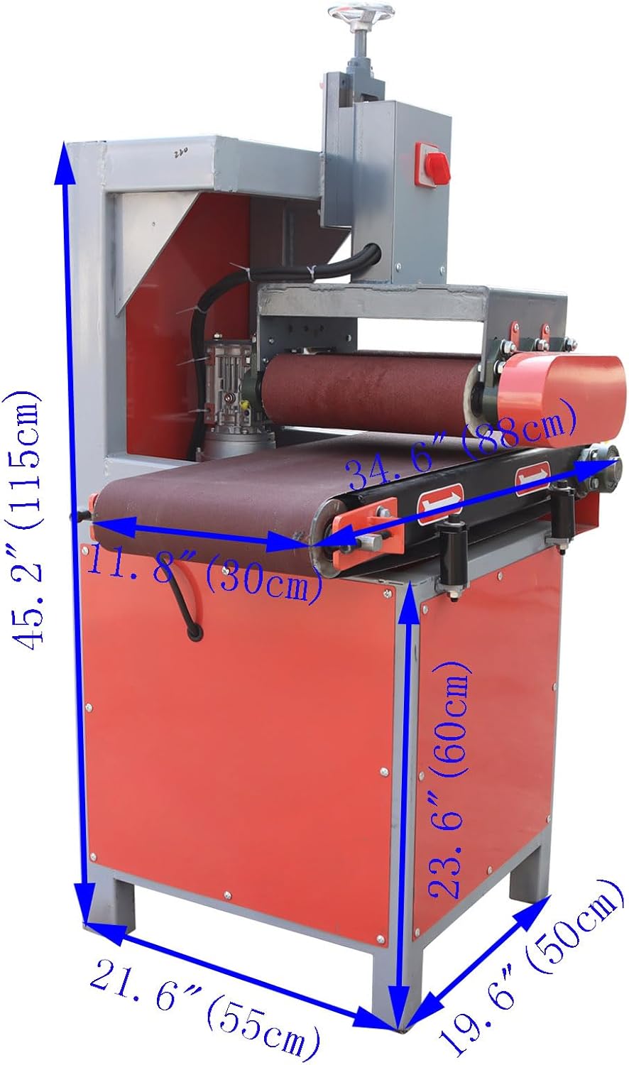Drum Sander Surface Polishing Machine 11.8inch Sand Belt Width Electric Sanding Machine Belt Sander for Wood Metal Plastic Glass and Steel 220V