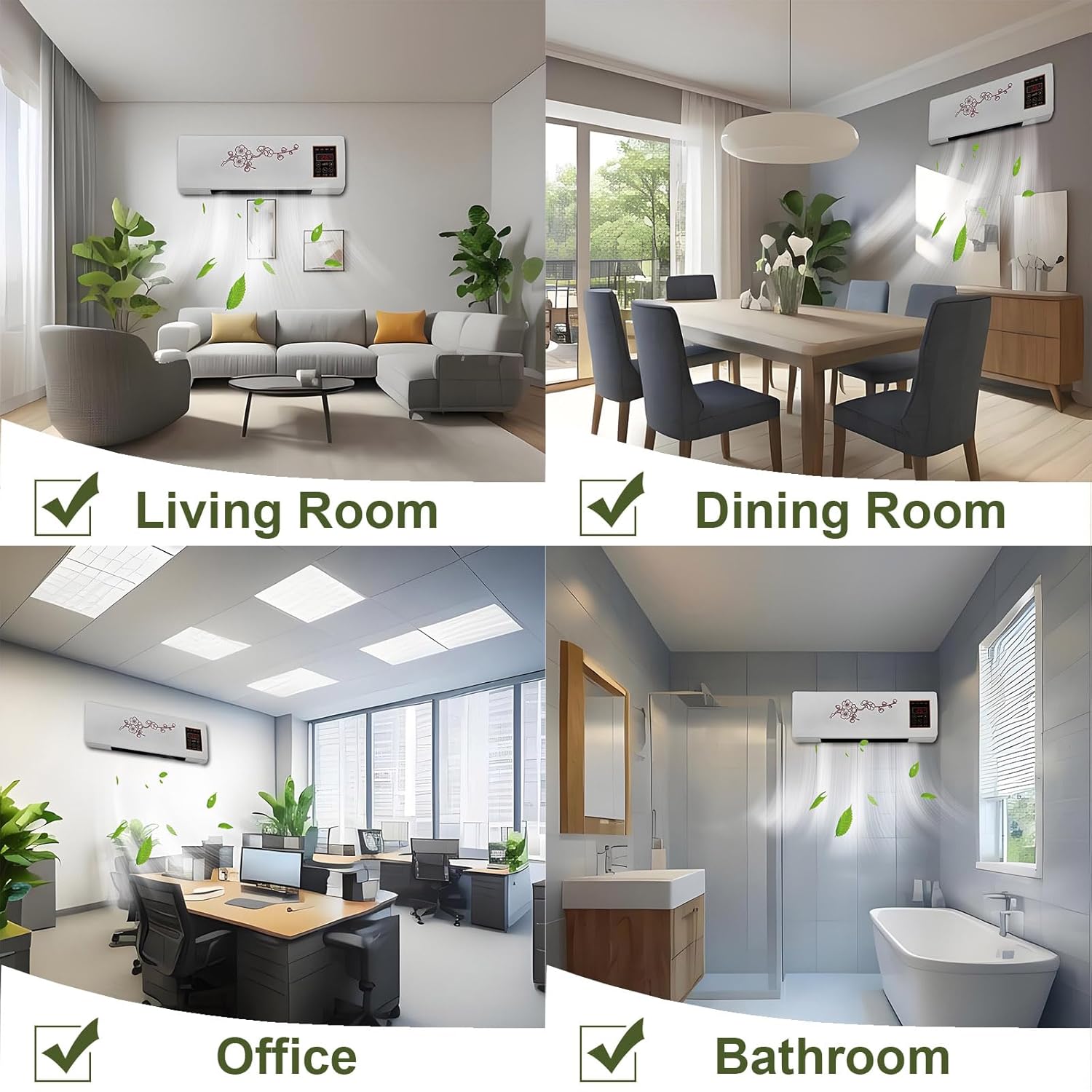 Enchantia 2025 New Ductless Air Conditioner, Wall-Mounted and Desktop 2 in 1 Wall Mounted Air Conditioner, Mini Aire Acondicionado Portatil with Remote for Home Office Bedroom (A++),White