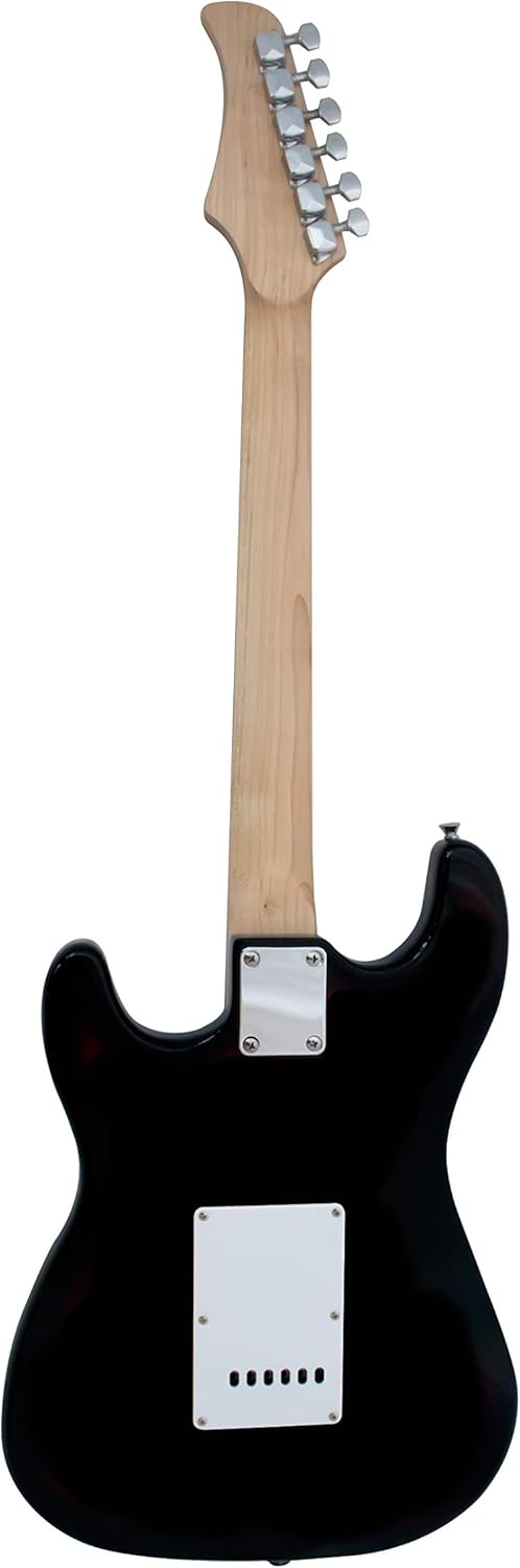 Full-Size 39“ Adult/Teenager/Beginner Electric Guitar Black with 5W Amplifier (powered by 9V battery or adaptor - not included), Extra Strings, Cable and Guitar Pick (Black)