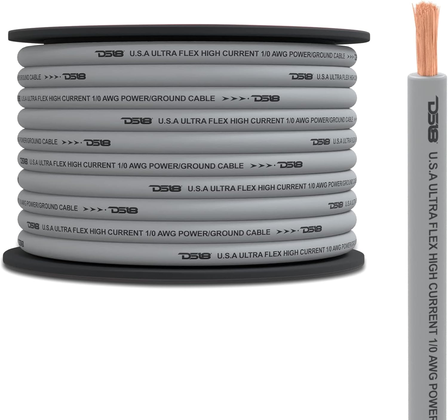 DS18 PW-4GA-100SLV 4 Gauge Wire Ultra Flex CCA Power Ground Wire Cable 100 ft Silver - Great for Wiring High Powered Car Amplifiers, Audio Home Speaker Stereo, RV Automotive, Welding Battery Cable