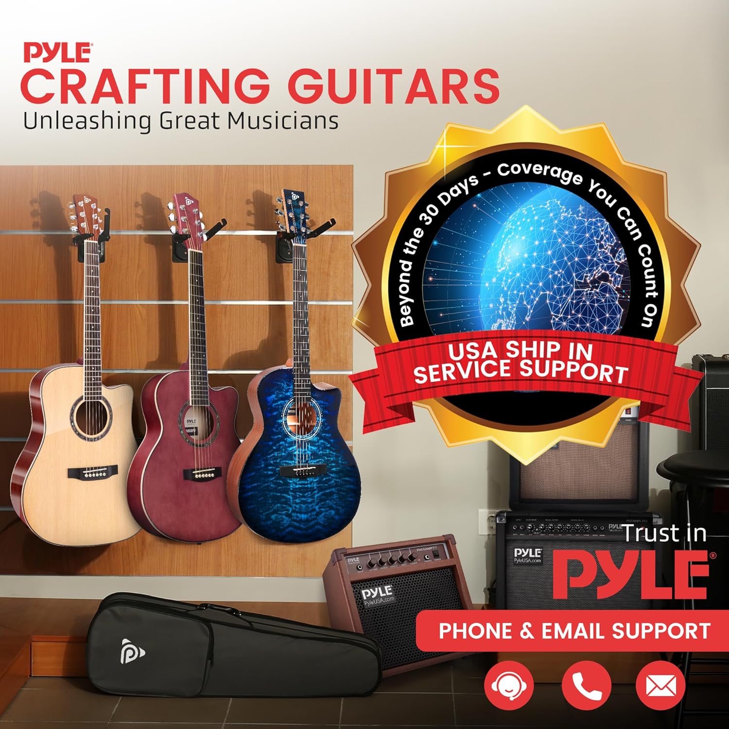 Pyle Beginner 6 String Acoustic Guitar Kit, 1/4 Junior Size Classical Instrument for Students, 30