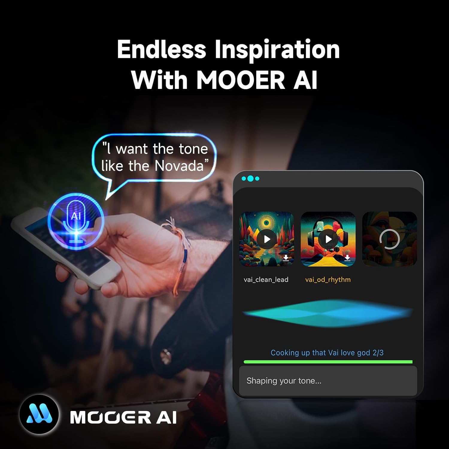 MOOER F15i AI Smart Guitar Amp Touch Screen 15W With Effects Application, 6 Hours Playtime, 55 Amp Models, 66 Effects Types, Loop/Drum Machine/Mod/Reverb/Delay, OTC Record For Electric Guitar And Bass