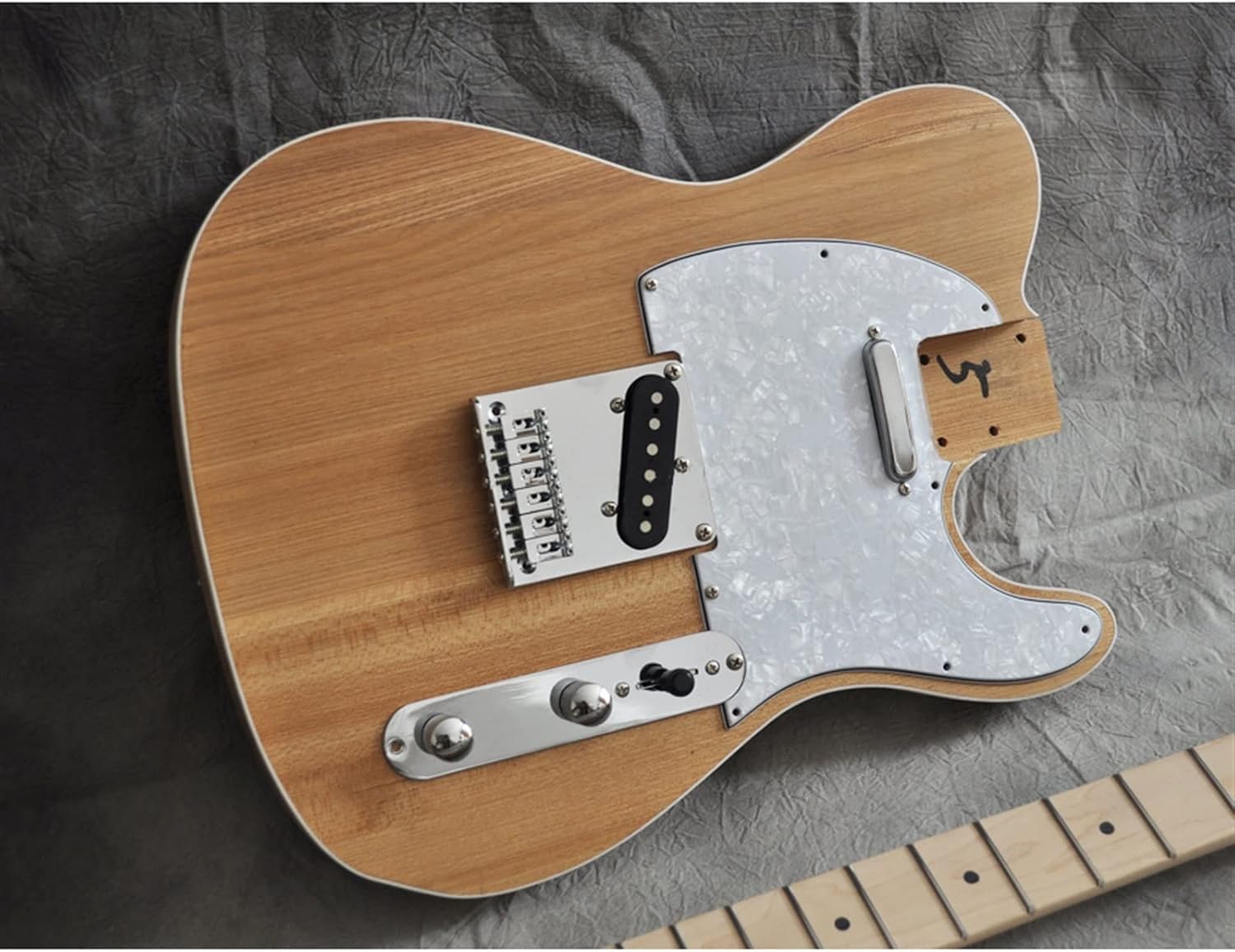 DIY Electric Guitar Kit 41 Inches Solid Body DIY Electric Guitar Kit Elm Body MAPE Neck and Fingerboard Unfinished for TL Style