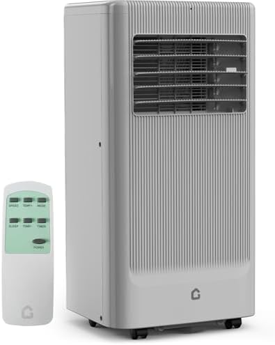 8,000 BTU Portable Air Conditioner, 3-in-1 Portable AC Units for Rooms with Cool/Dry/Fan Modes, Fast Cooling Up to 350 Sq. Ft, Drainage-free Cooling, 50 dB Quiet Sleep Mode, Black&Grey Cover