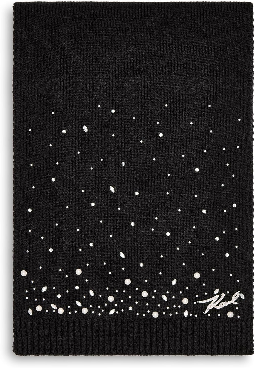 KARL LAGERFELD womens Crystal and Pearl Studs Winter Scarf