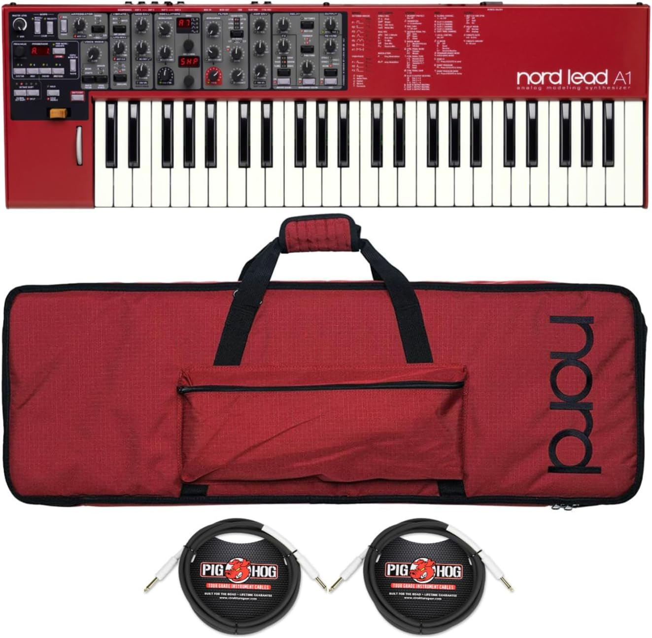 Nord Lead A1 49-Key Analog Modeling Synthesizer Bundle with Soft Case and Cables (2-Pack) (4 Items)