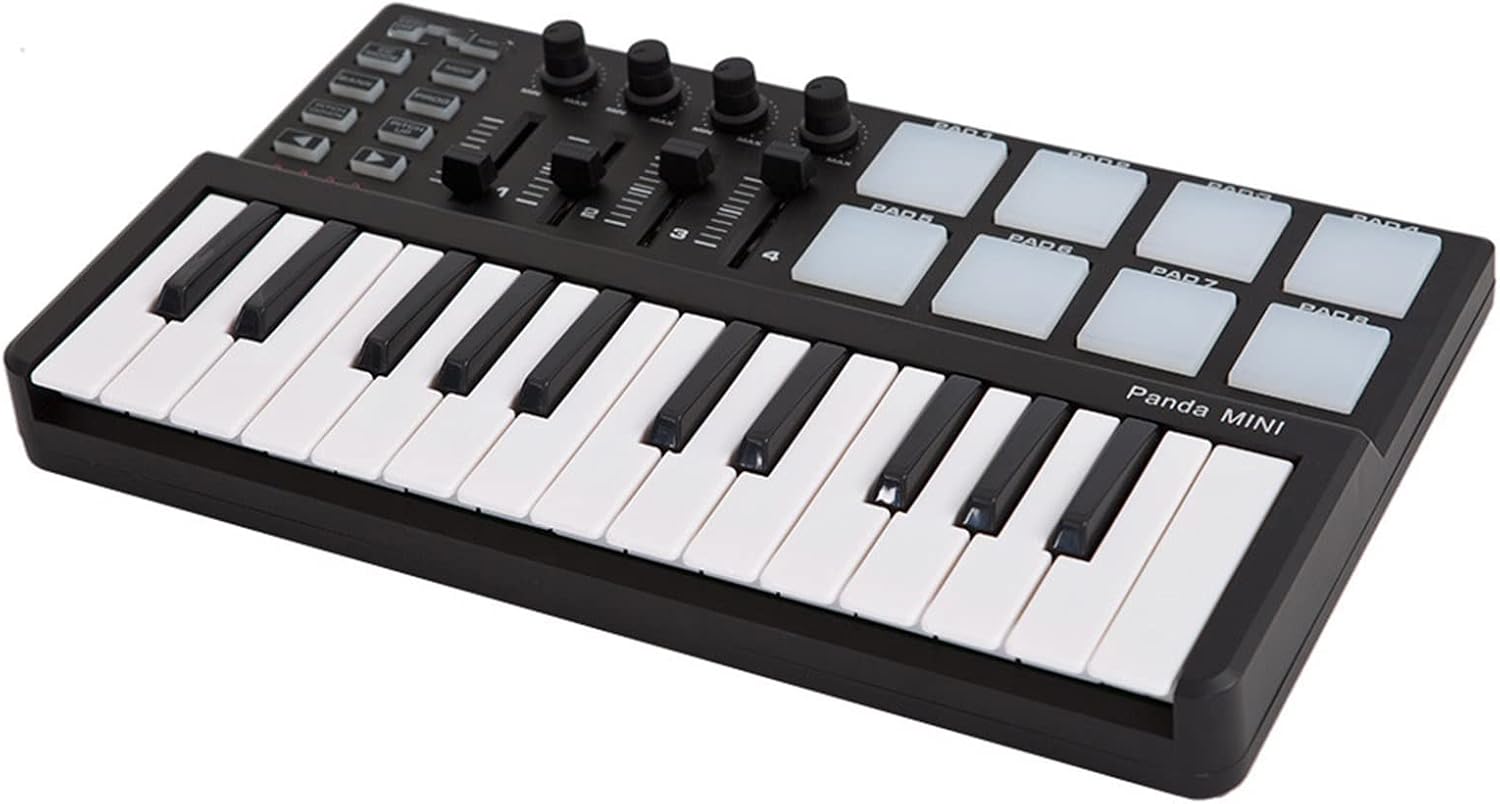 Keyboard Piano Portable Mini 25-Key USB Keyboard and Drum Pad MIDI Controller