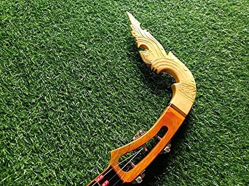 Isarn Acoustic Phin 3 Strings, Isan Thai Lao Guitar Musical Instrument, Traditional Thai Classical Musical Pin92