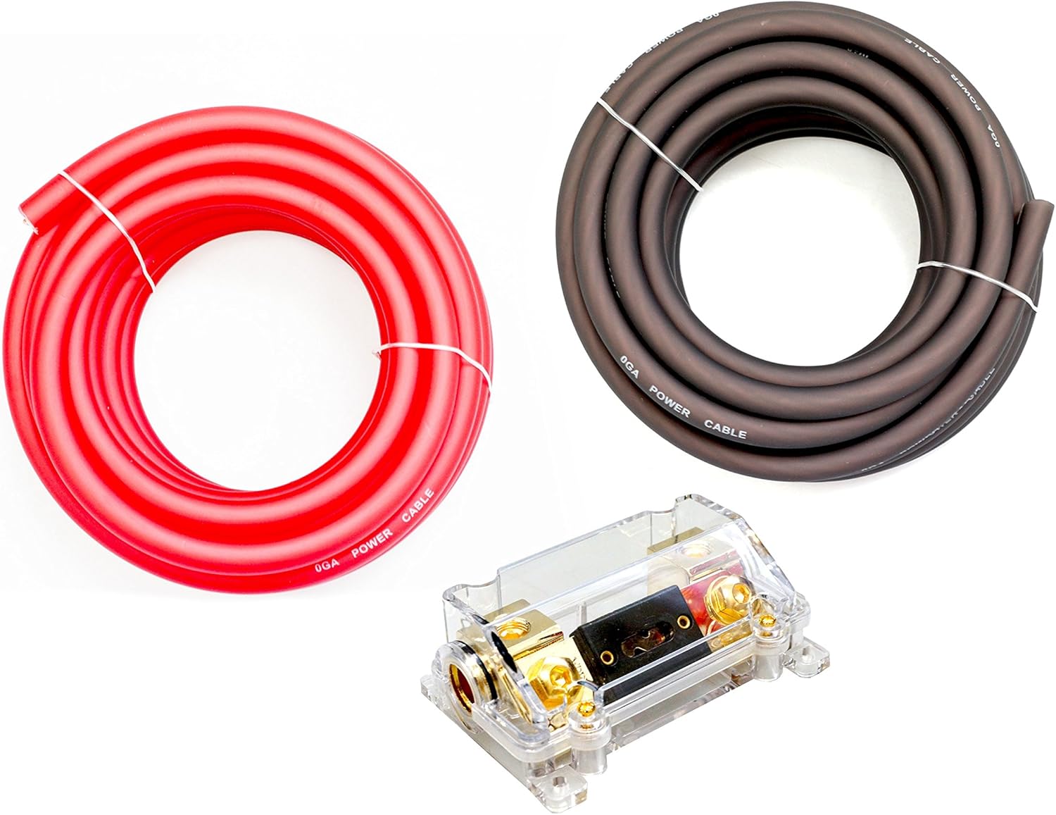Absolute KIT025RB 0 Gauge 50' Red/Black Power/Ground Wire Amplifier Amp Kit