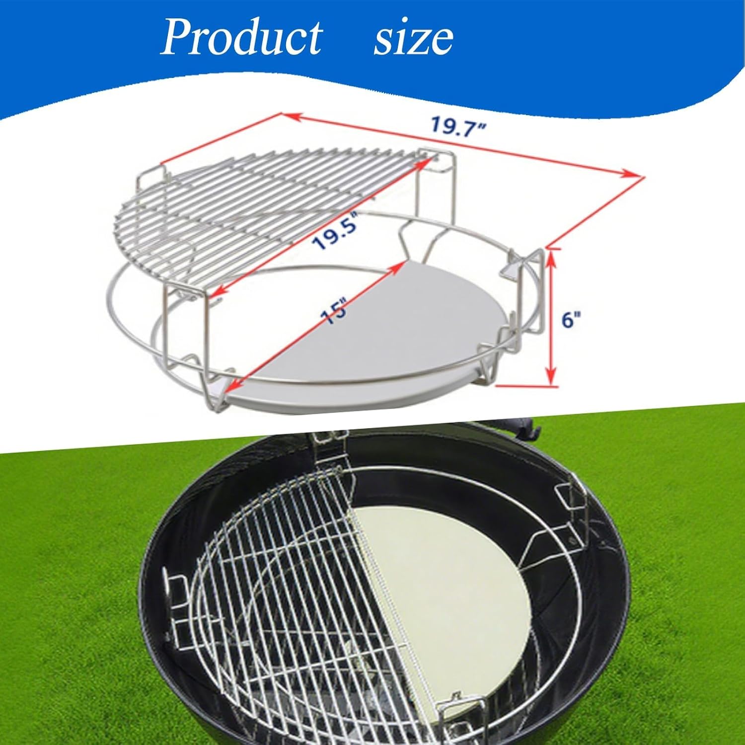 S24 (1-Pack) Cooking Grate System Grilling Accessory for Weber 22
