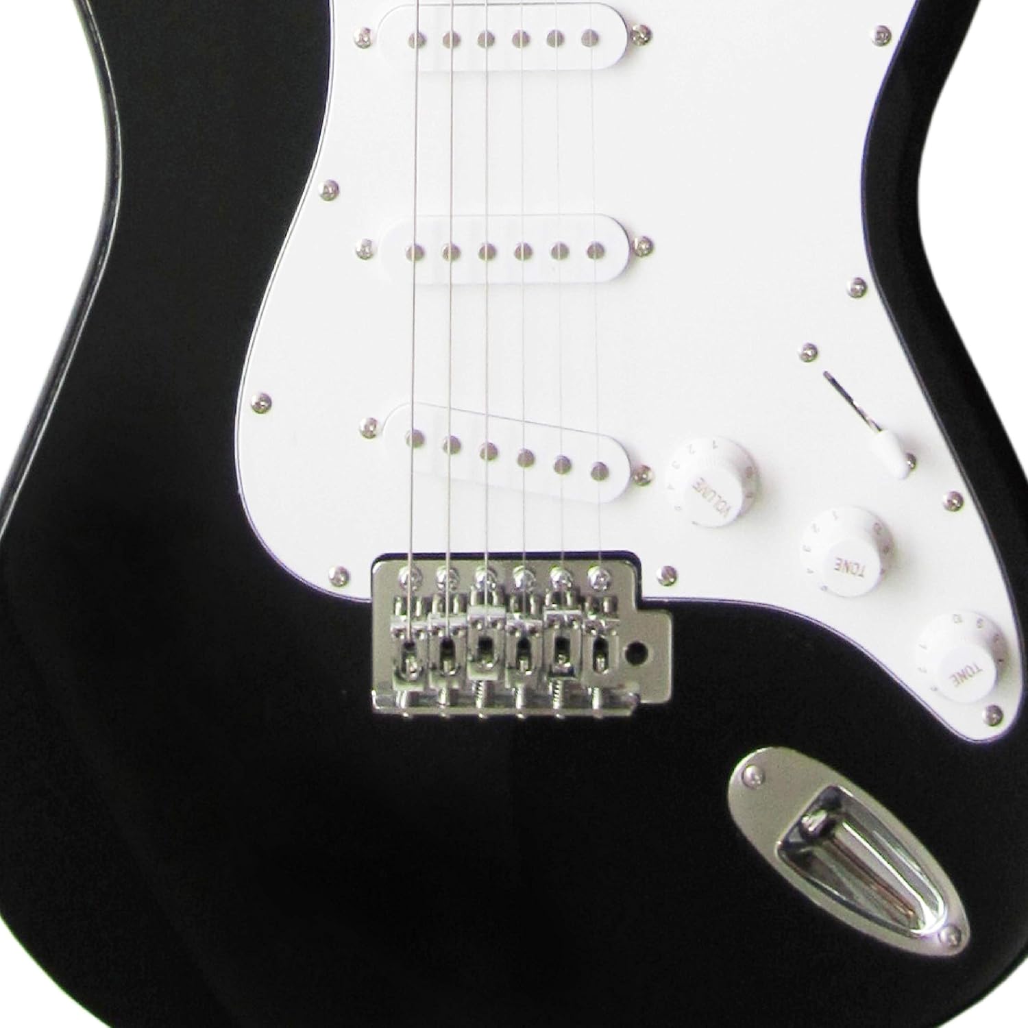 Full-Size 39“ Adult/Teenager/Beginner Electric Guitar Black with 5W Amplifier (powered by 9V battery or adaptor - not included), Extra Strings, Cable and Guitar Pick (Black)