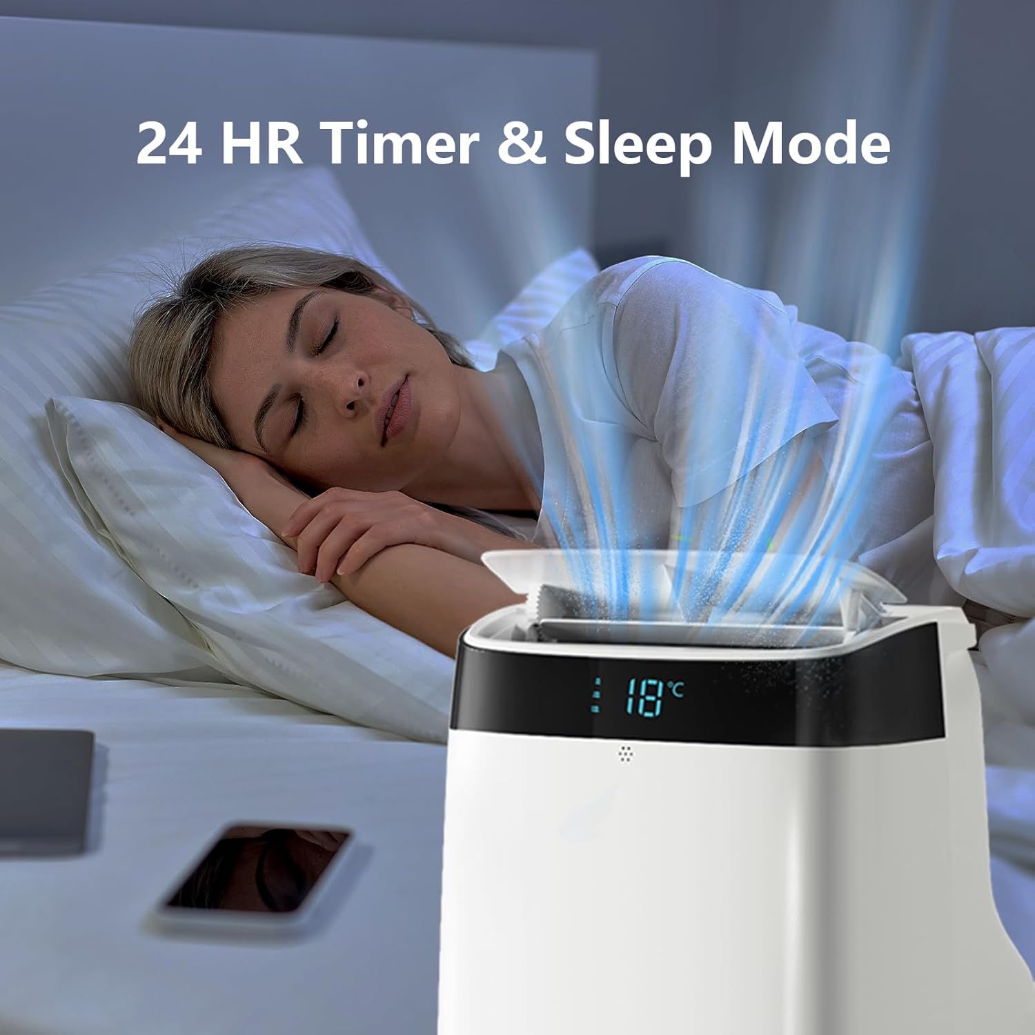 Portable Air Conditioner,10000 BTU Cooling Power, Up to 450 Sq. Ft Coverage,3-in-1 Functions with Digital Display, Remote Control, Ideal for Home or Office, White