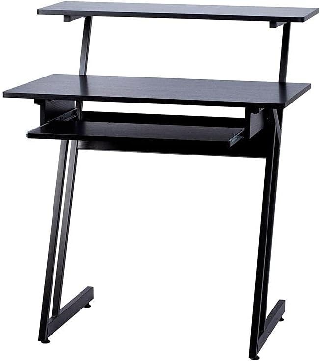 Monoprice Recording Studio Desk - with Raised Platform and Keyboard Tray, Black - Stage Right
