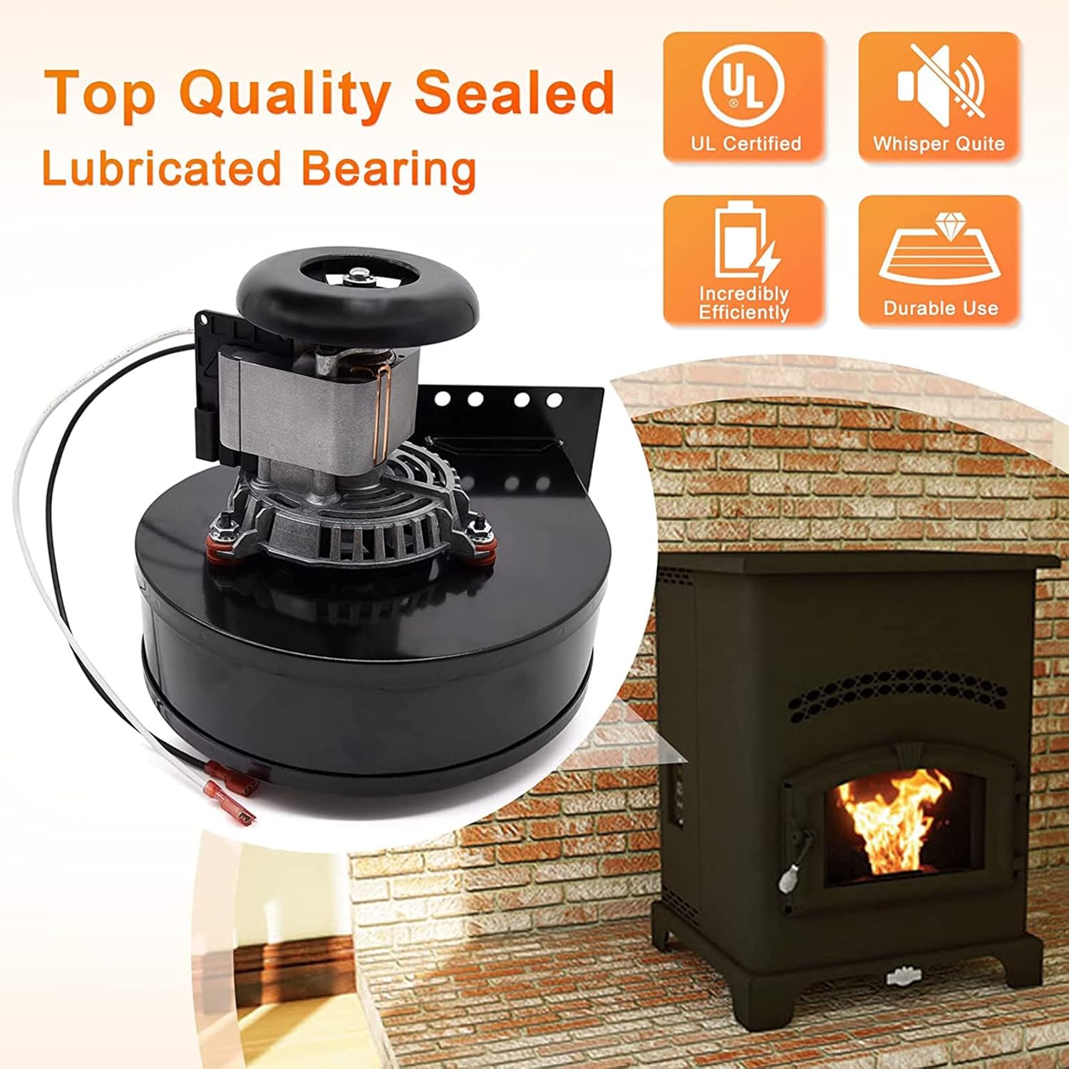 Adviace 80472 80472A Distribution Convection Blower for US Stove 6041 & 6039 & 5500 & 5500M, King 5502M & KP130 & 5500M & 5500, American Harvest 6039 6041, USSC 6039 6041, Ashley AP5660L Pellet Stoves