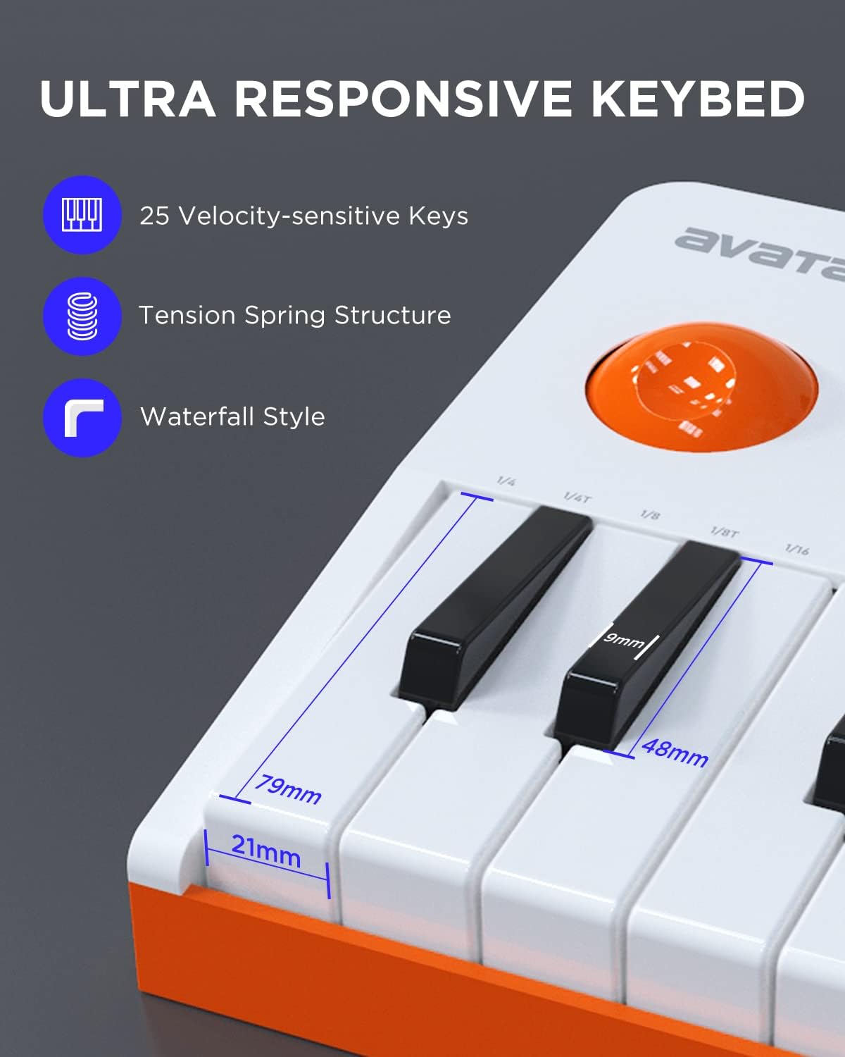 25 Key USB MIDI Keyboard Controller With Bluetooth, Professional Mini Midi Keyboard with OLED Screen, Beat Maker Machine for Music Production, Software Included, EMK-25 White