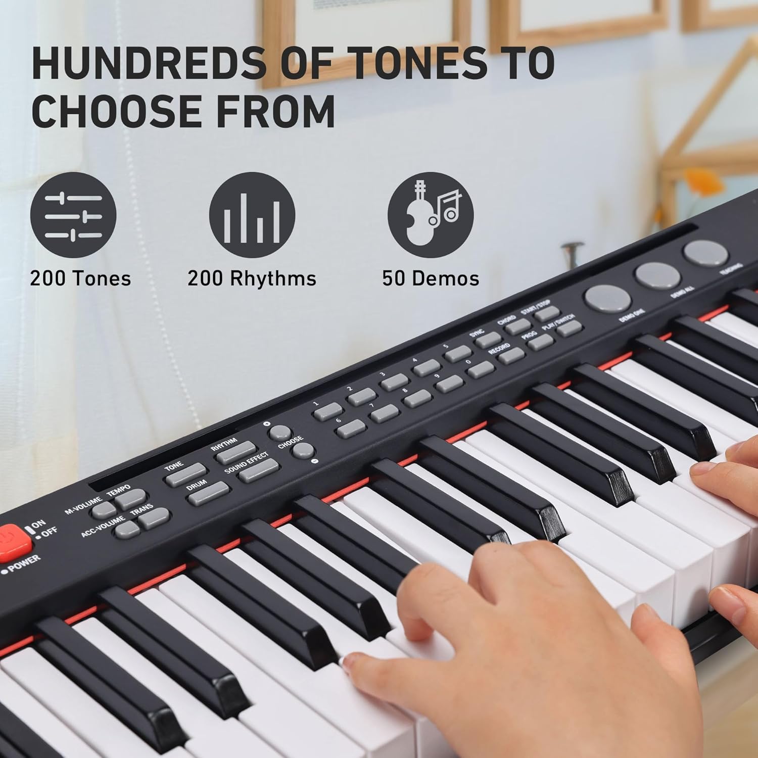 Lexington 61 Key Keyboard Piano, Complete Electronic Piano Keyboard Set for Beginners Adults, Portable Music Keyboard with Lighted Keys, Teaching Modes, Stand, Case, Microphone (Black)