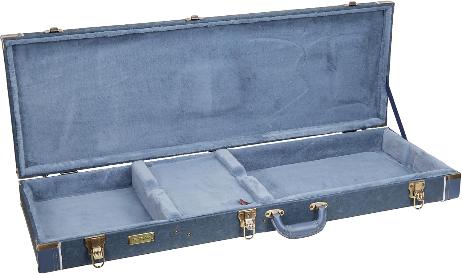 Crossrock Relief Series Electric Guitar Case for Strat & Tele | Carved Smoke Blue Finish, Monochrome Blue Velvet Interior, Lock (CRW630ESB)