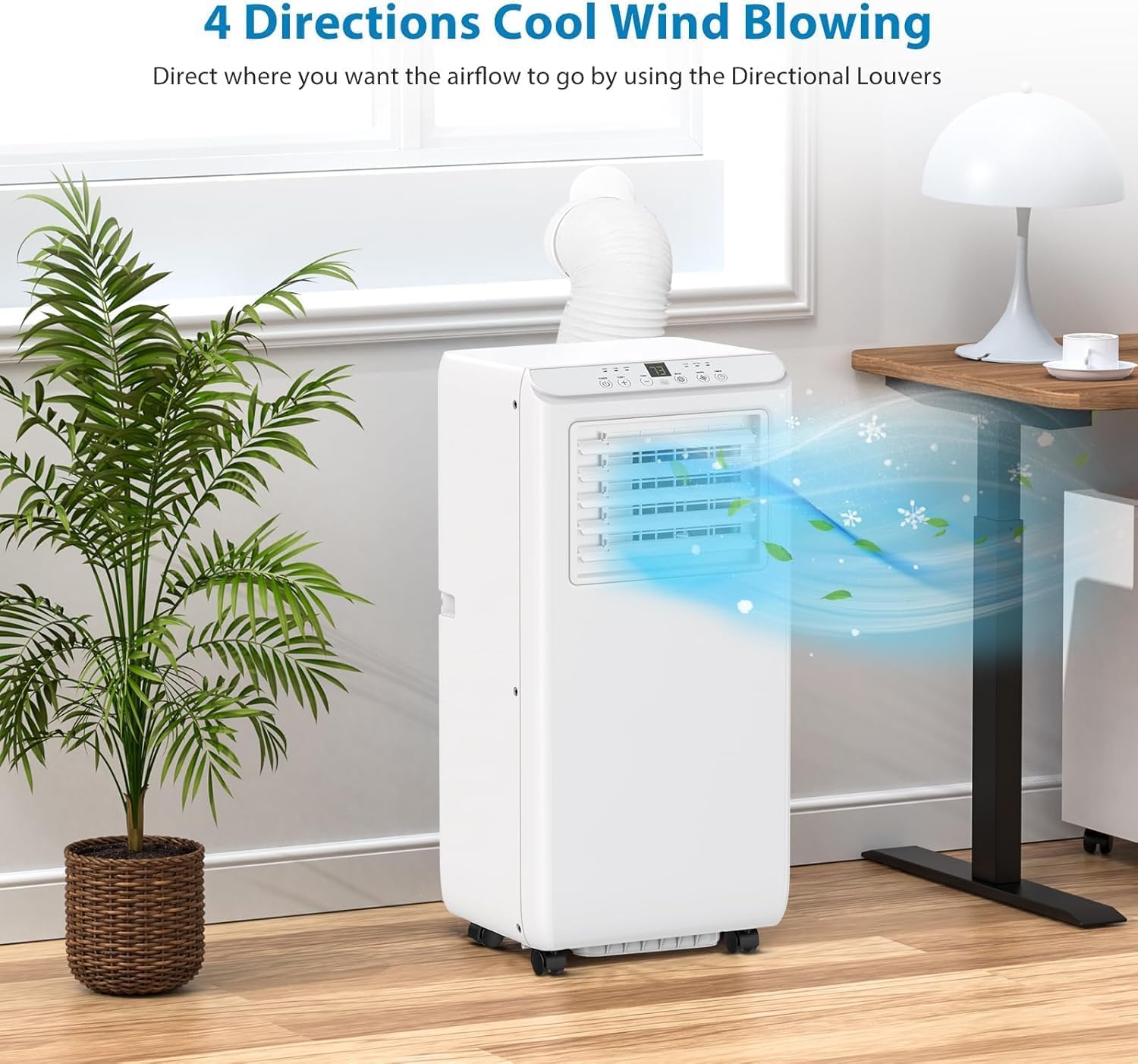 Portable Air Conditioners, 8000 BTU Portable AC for Rooms Up to 350 Sq.Ft. 3-In-1 Unit with Cooling, Dehumidifier, 3-Speed Fan, 24-Hour Timer, Remote, and Quiet Operation, Ideal for Bedrooms, White