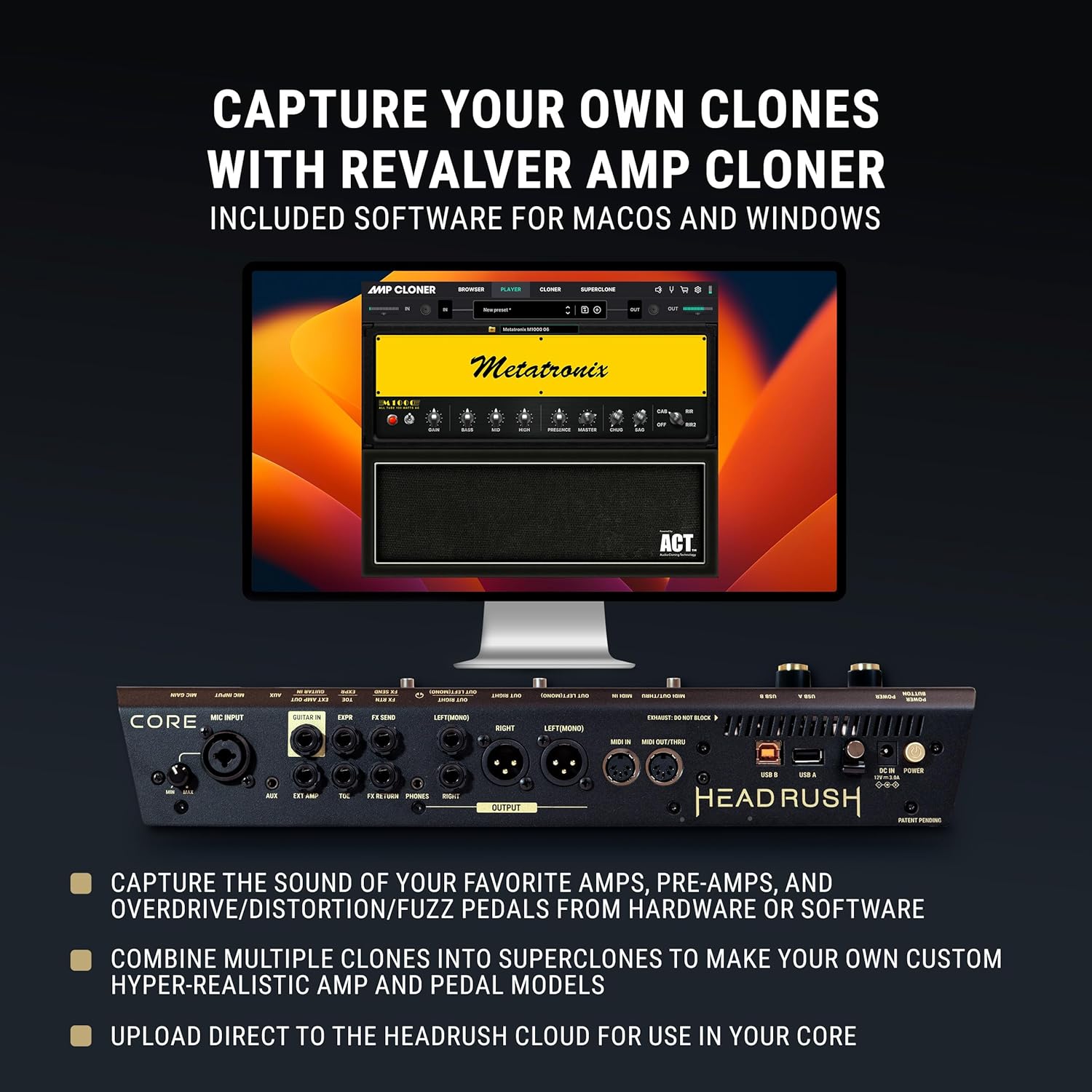 HeadRush Core - Guitar and Vocal Multi Core Effects Amp Modeling Processor with Cloning, Looper, Antares Auto-Tune, Wi-Fi, Touchscreen, and Bluetooth