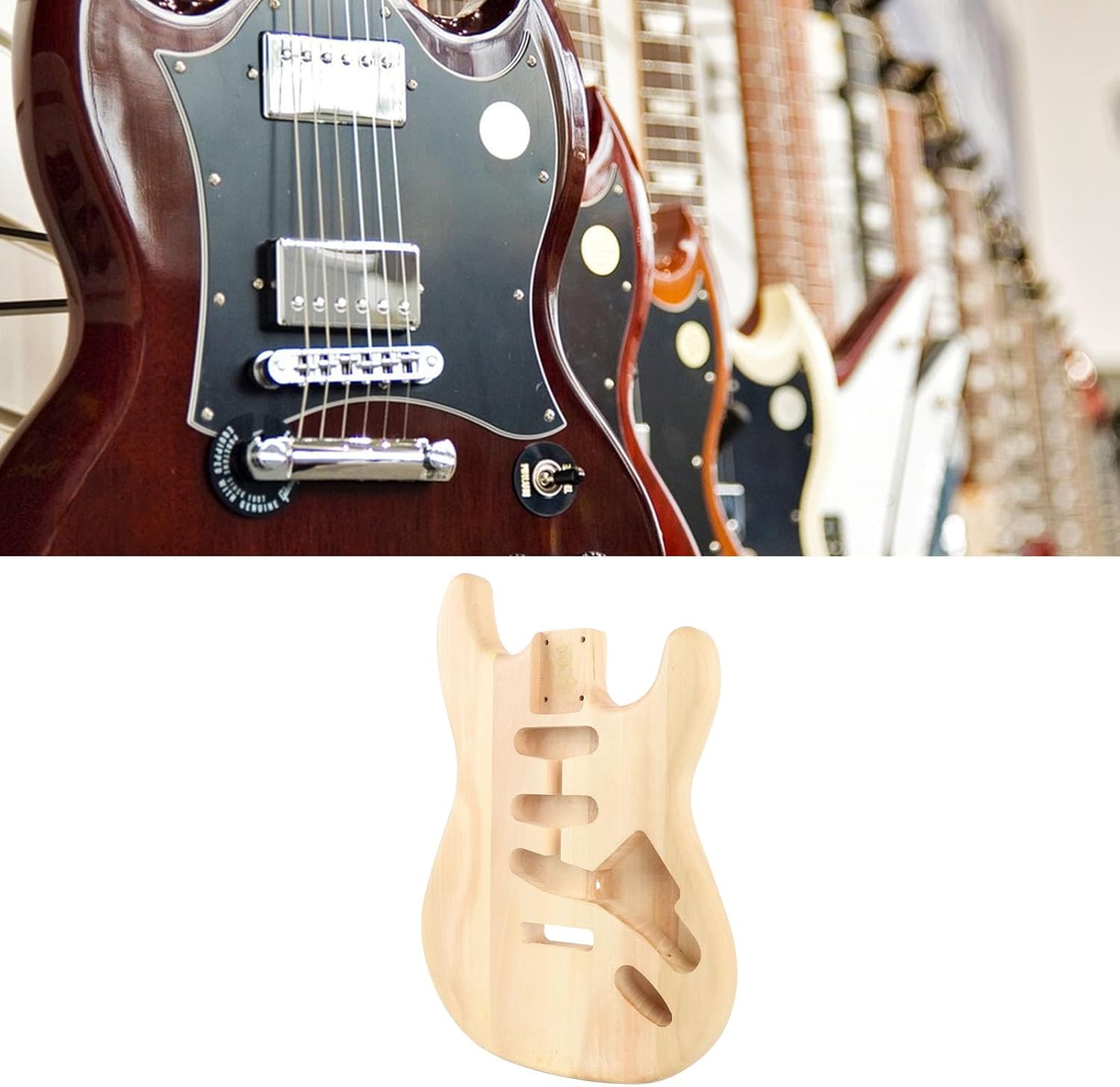 Body of an Electric Guitar That Is Not Completed Crafted Walnut Wood Electric Guitar for Various Playing Styles