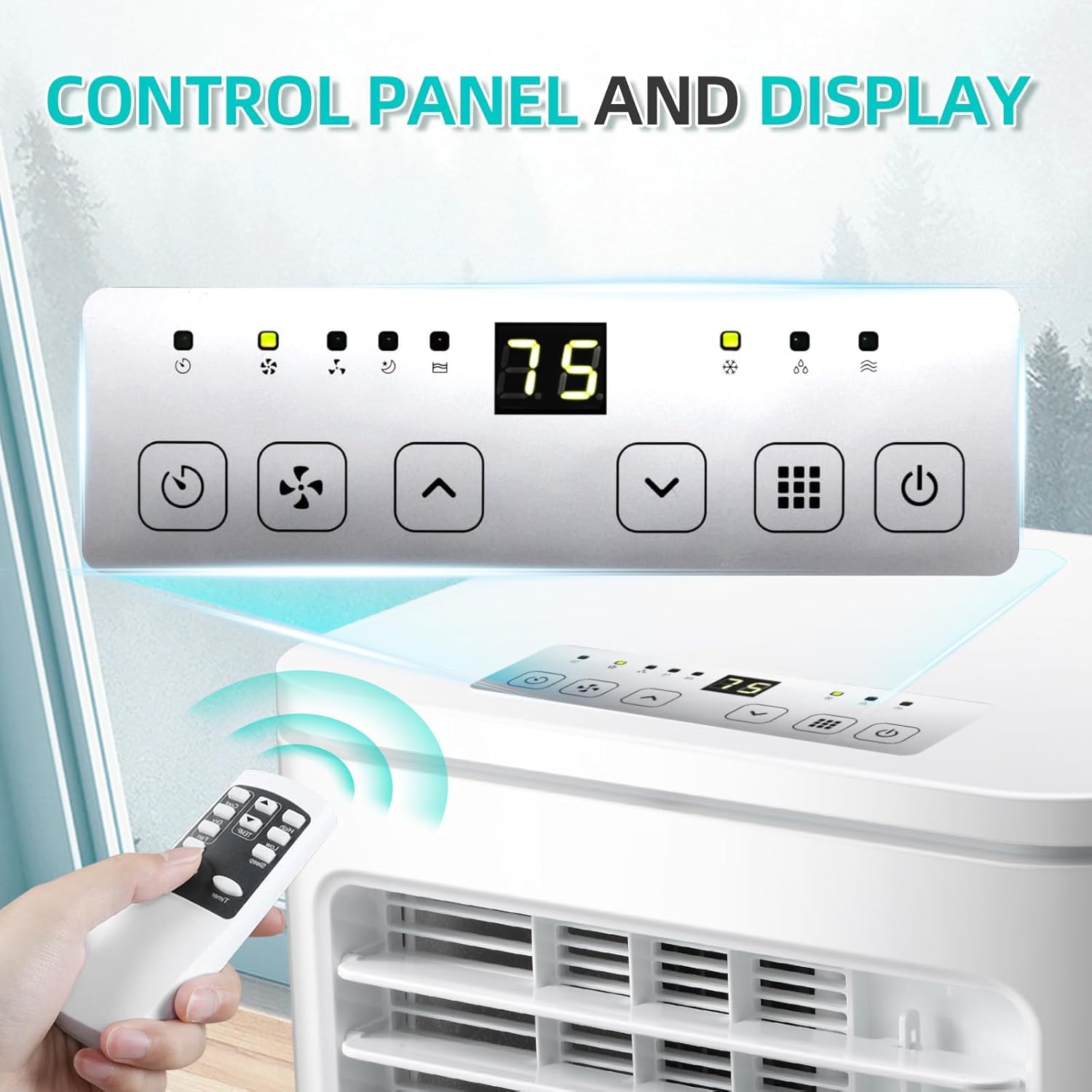 Portable 8000 BTU Air Conditioner, 4 in 1 protable AC, Cools 350sq. ft, Remote Control, 24 Hour Timer, Quiet Operation,Window Fan, 2 Speed for Bedroom Office Home Dorm