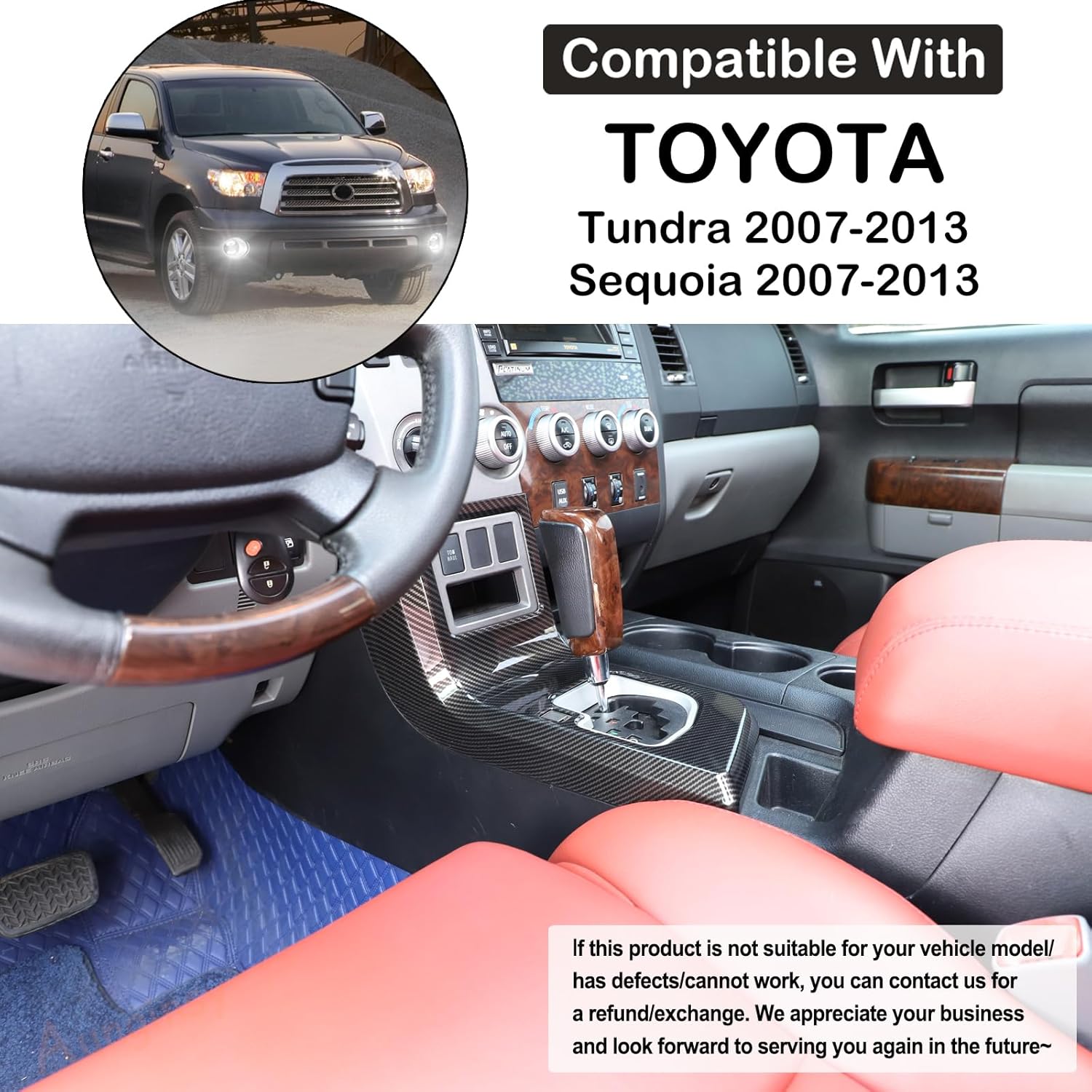 Aunginsy Car Center Console Gear Box Shift Panel Frame Trim Cover Fit Toyot@a Tundra/Sequoia 2007-2013 Car Central Control Gear Shifter Box Panel Protection Frame Decorative Cover Interior Accessories