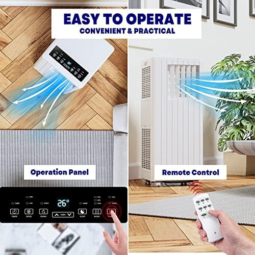 Jojoka Portable Air Conditioners with Remote Control, 8000 BTU Portable AC for Room, Dorm, Office with Drying, Fan, Sleep Mode, 2 Speeds, 24H Timer Function, Cools Room up to 350 Sq. ft