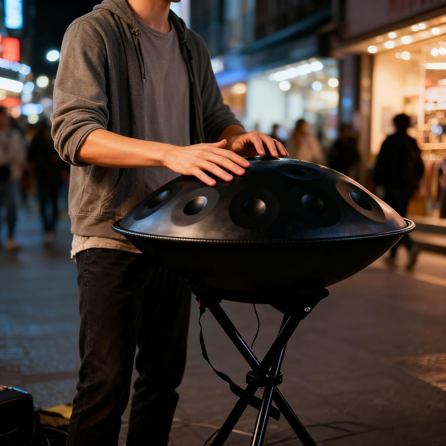 440HZ Steel Drum in 22Inch D Minor 12 Notes Hand Pan Drum Percussion Musical instrument with Soft Hand Pan Bag (12 Notes Black Handpan)