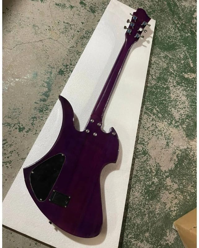 Electric Guitar with Unique Body Shape, Dual Pickups & Fixed Bridge – Full Size 6-String Solid Body Guitar in Purple Finish for Stage Performance, Studio Recording & Home Practice Musicians