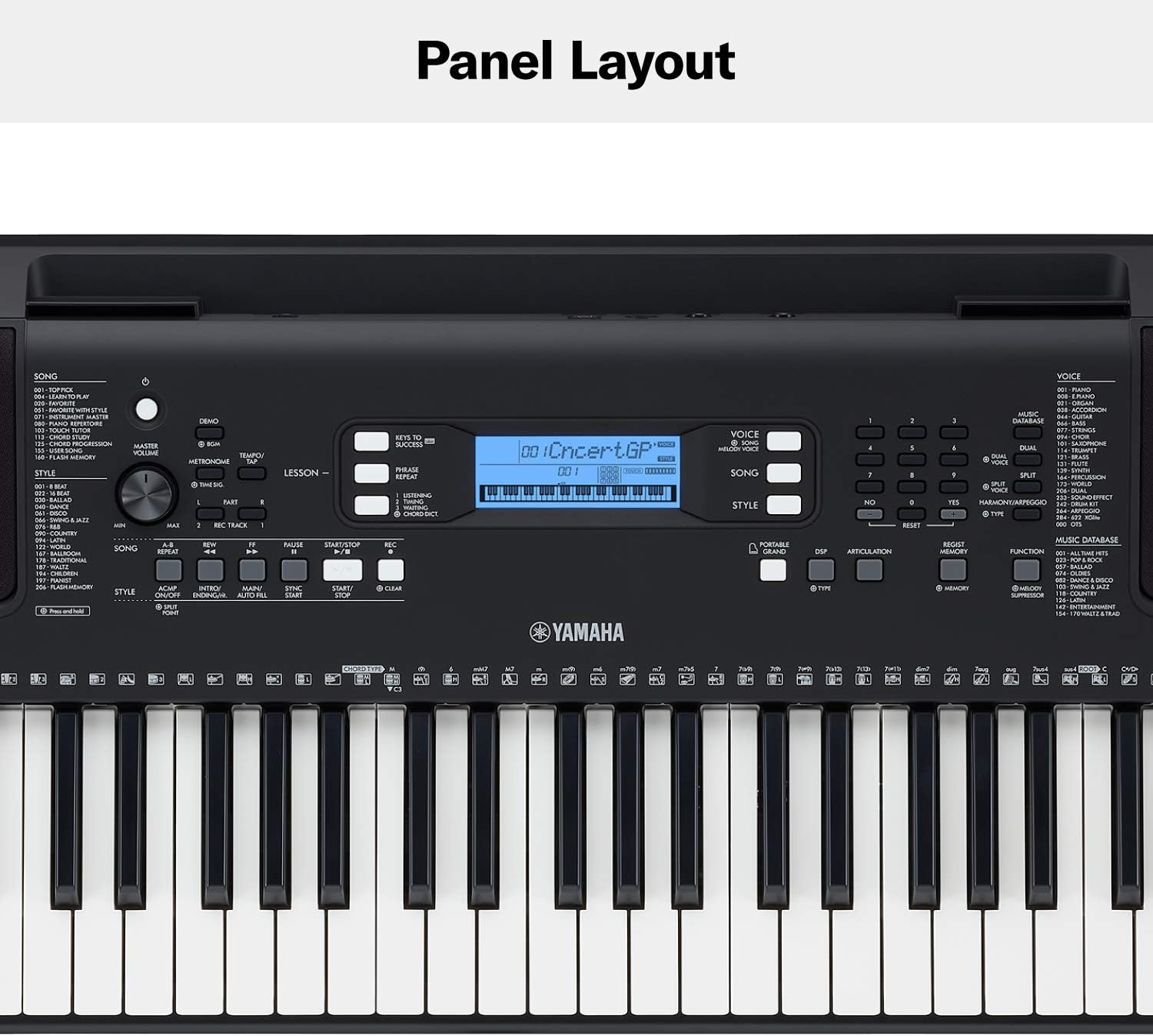 Yamaha PSRE373 61-Key Touch Sensitive Portable Keyboard (Power Adapter Sold Separately)