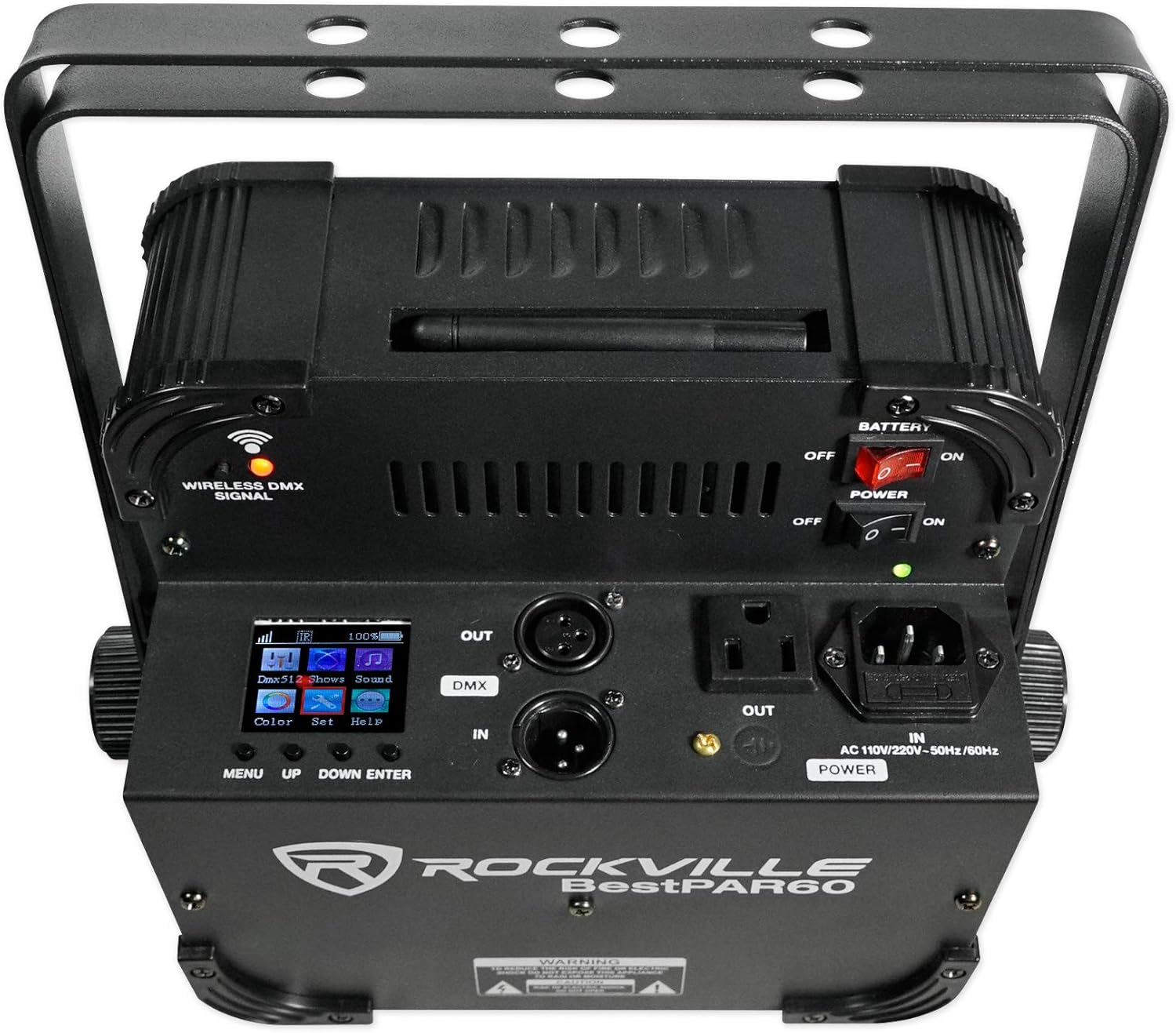 Rockville BEST PAR 60 Bundle: (6) Rechargeable RGBWA and UV Battery Wash Lights with Wireless DMX, 13200mAh Power, 9x6W LEDs, ROCKFORCE W4 384-Channel 2.4GHz DMX Lighting Controller with MIDI, 7-items