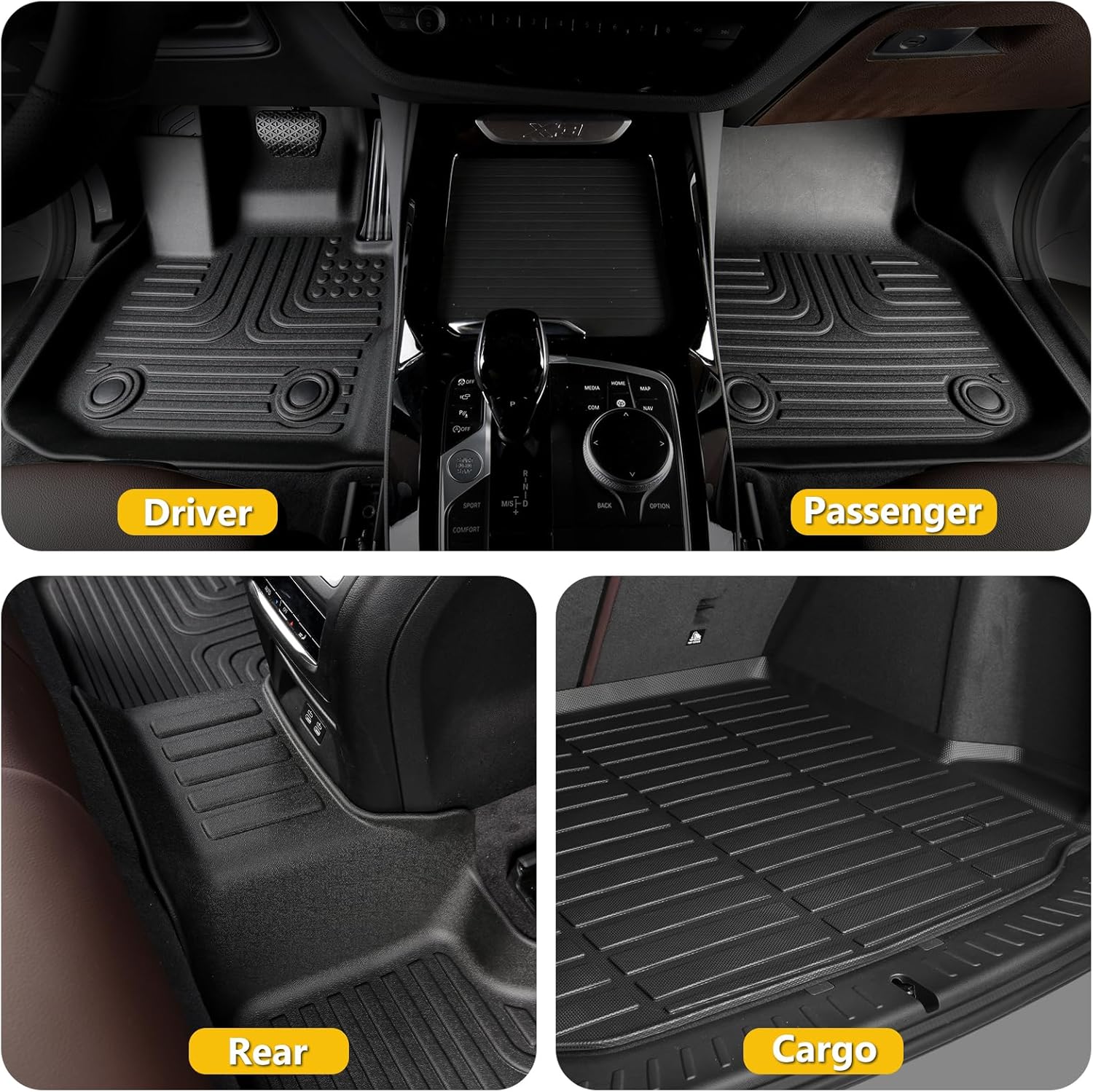 Floor Mats & Cargo Liner for Buick Envision 2021-2025 2026 All Weather Automotive TPE Set Anti-Slip Waterproof Floor Liners Accessories (Car Mats+Trunk Mat) Black