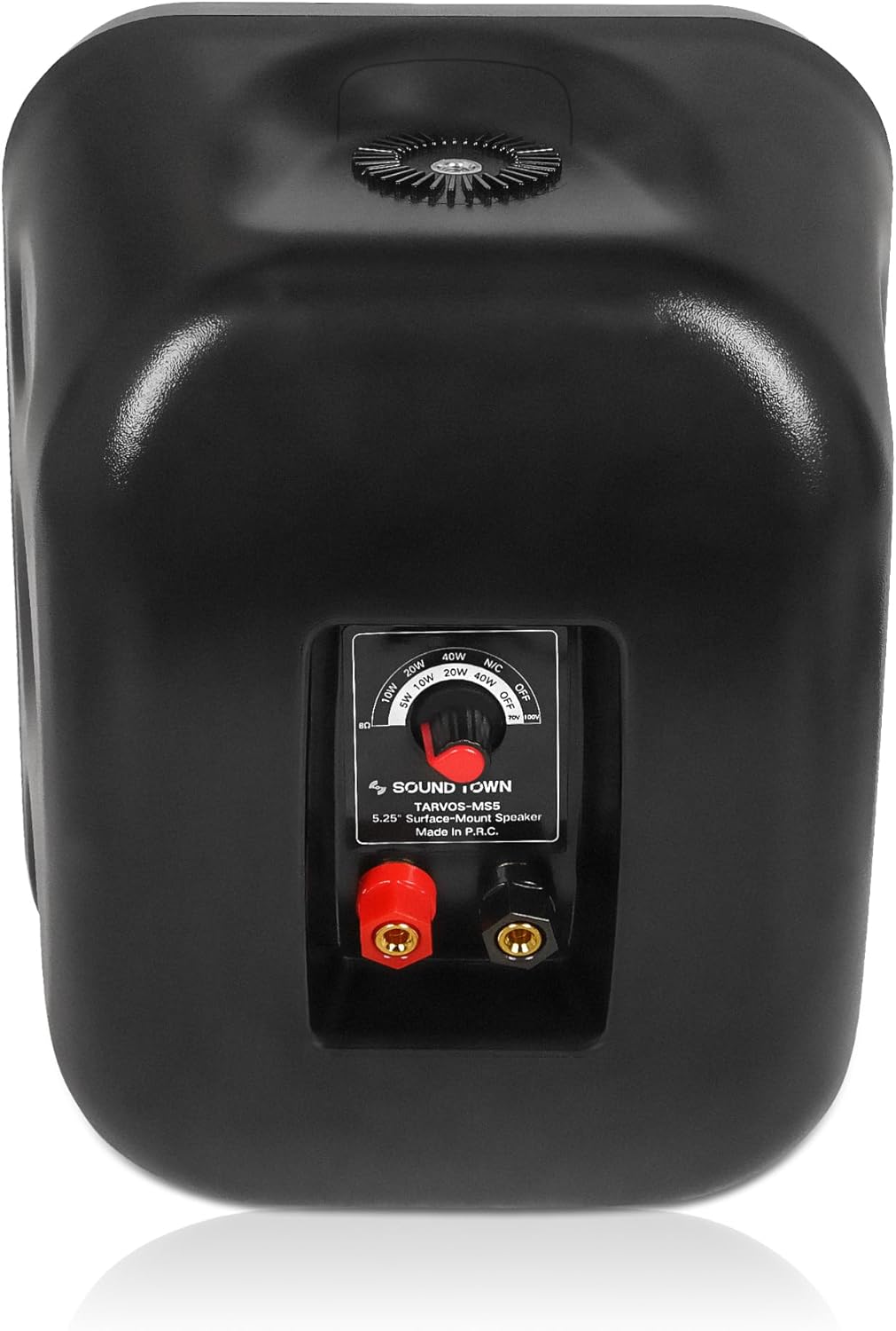 Sound Town Commercial Restaurant Bluetooth Amplifier + Surface-Mount Speaker Set, with One 6-Zone 70V/100V Amplifier with Bluetooth, 4 x 5.25-Inch Surface-Mount Speakers, Black (PAC180X4MS5B)