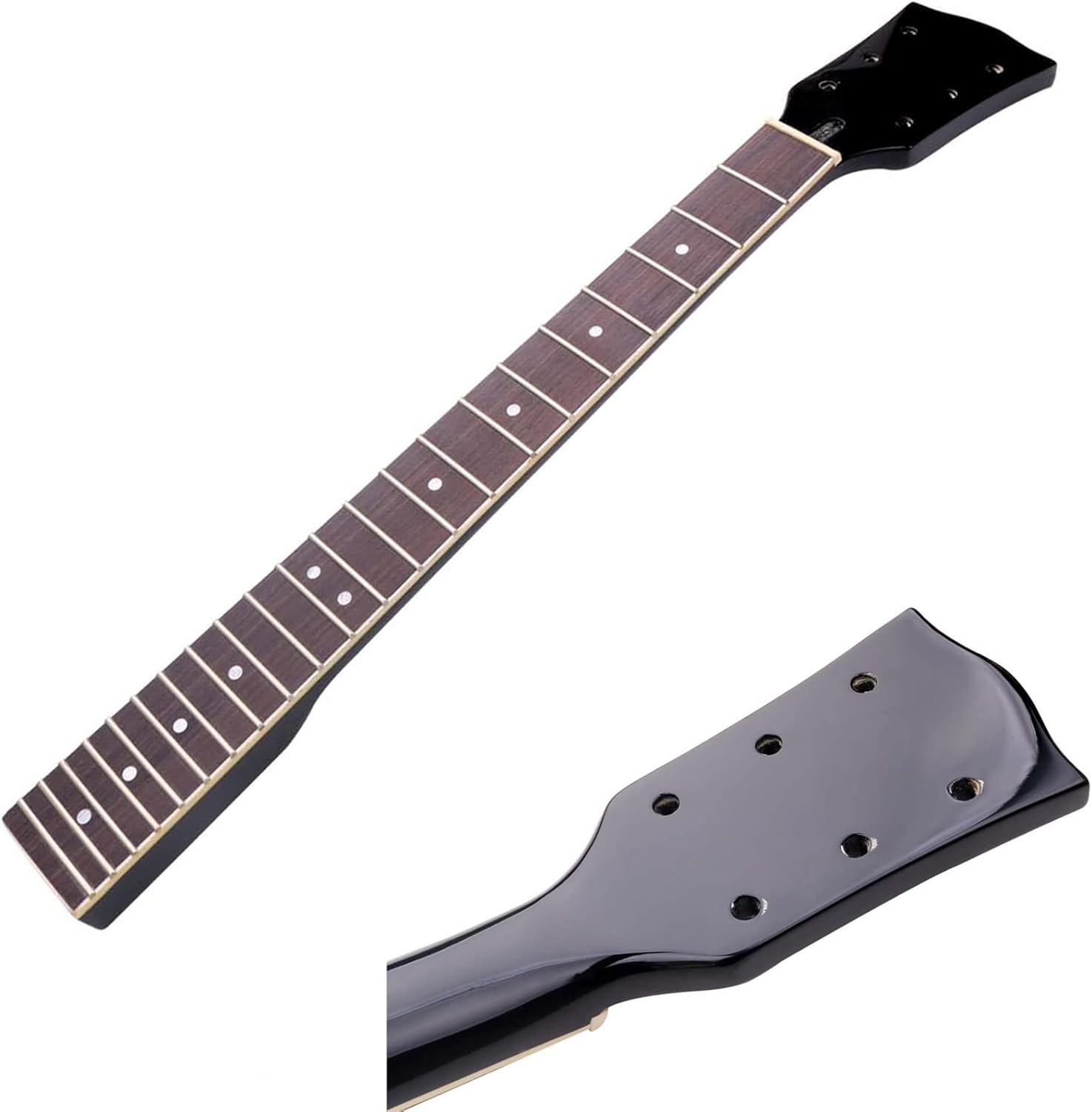 for LP Guitar Neck Electric Guitar Neck Butt Black Rosewood Headstock Unfinished Guitar Neck