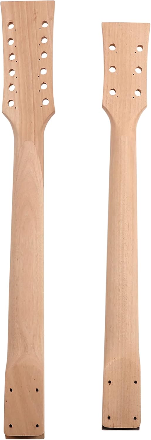 DIY Electric Guitar Kit Double Neck Guitar Kits Beginner Kits 12 String Right Handed with Mahogany Body Mahogany Neck Rosewood Fingerboard Chrome Hardware Build Your Own Guitar.