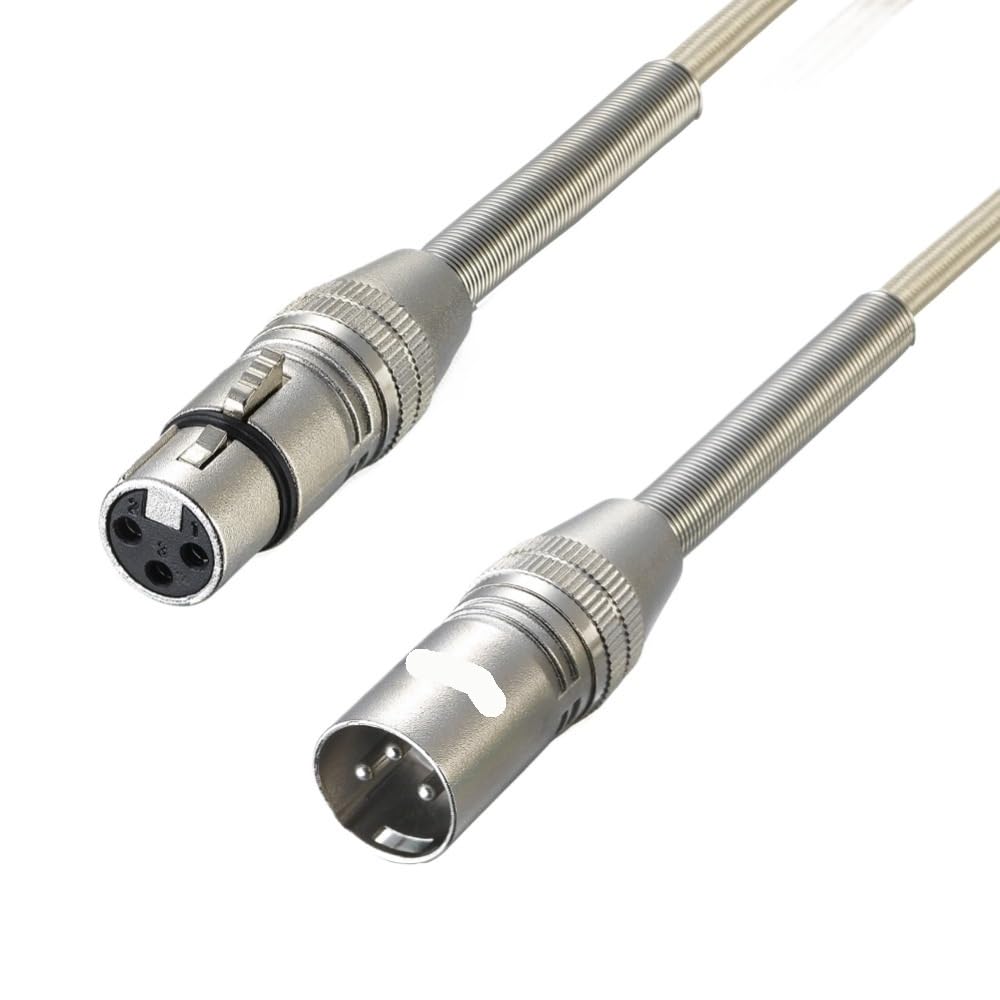 XLR Cable Male to Female M/F with Spring Protection for Microphone Amplifier Foil+Braided Shielded(Gold Fabric Braided,10m)