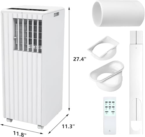 8000 BTU Portable Air Conditioner, 3-In-1 Cooling, Dehumidifier & Fan for 350 Sq. Ft Rooms, Standing Air Conditioner with Quiet Operation, 24H Timer, Sleep Mode, Remote & Window Kit, Reusable Filter