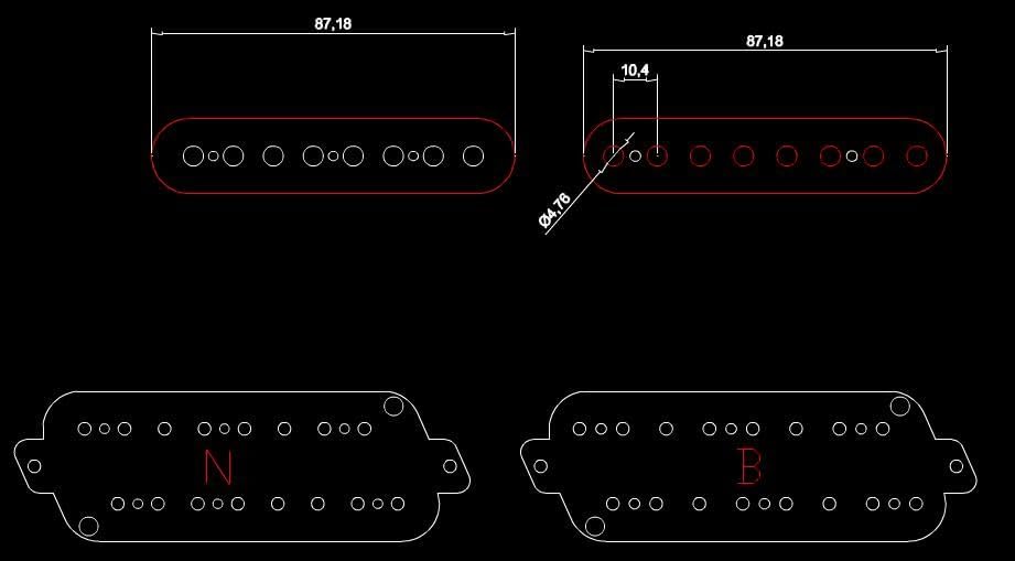 Fanned Fret Guitar Pickup with Alnico 5 Magnet Humbucker Double Coil Pickups Replacement Parts for 7/8 String Electric Guitar (8 string)