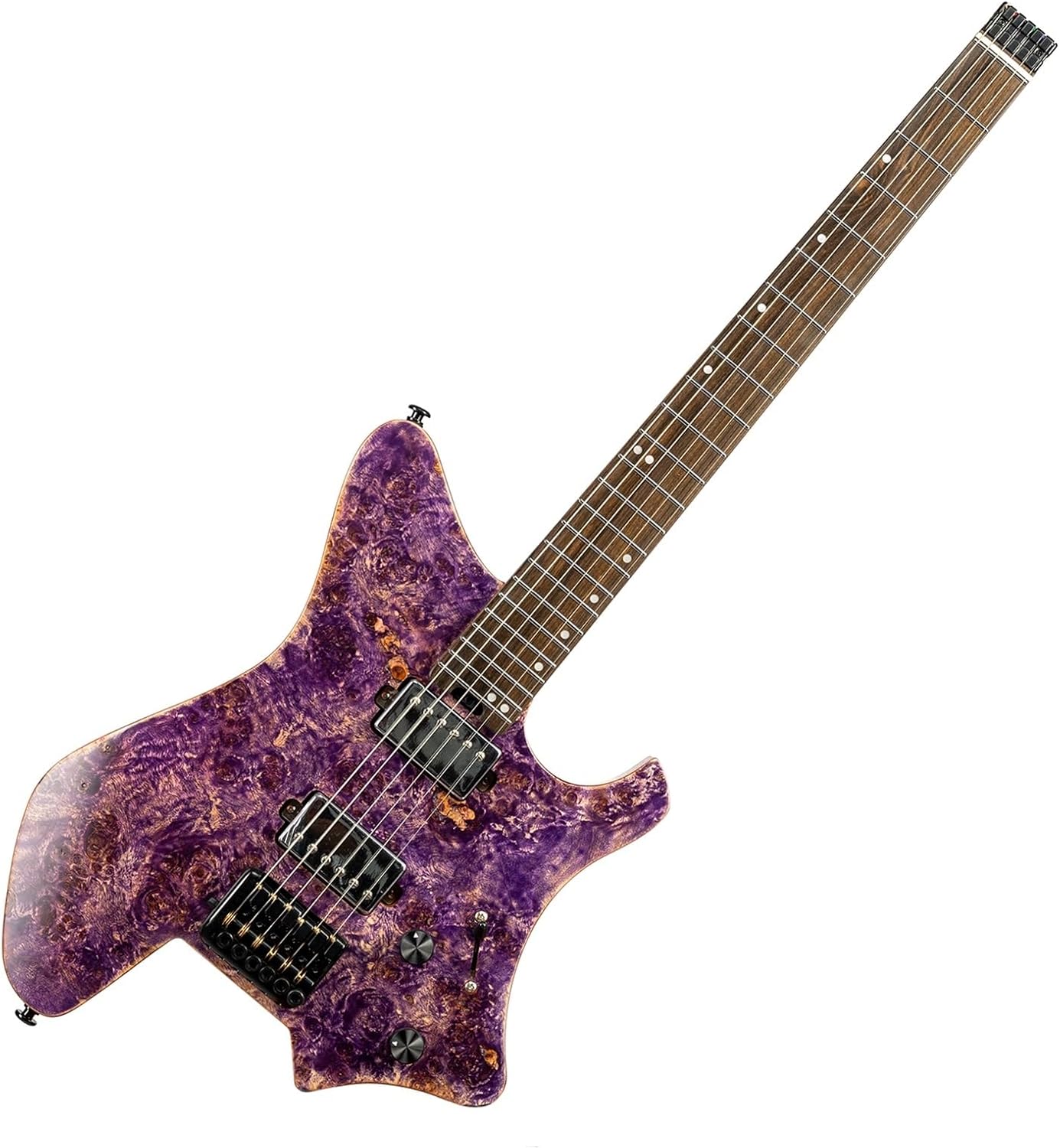 VENEKA Headless Electric Guitar 24 Fret Rosewood Fingerboard Roasted Padauk Body 6 String Headless Electric Guitars(04)