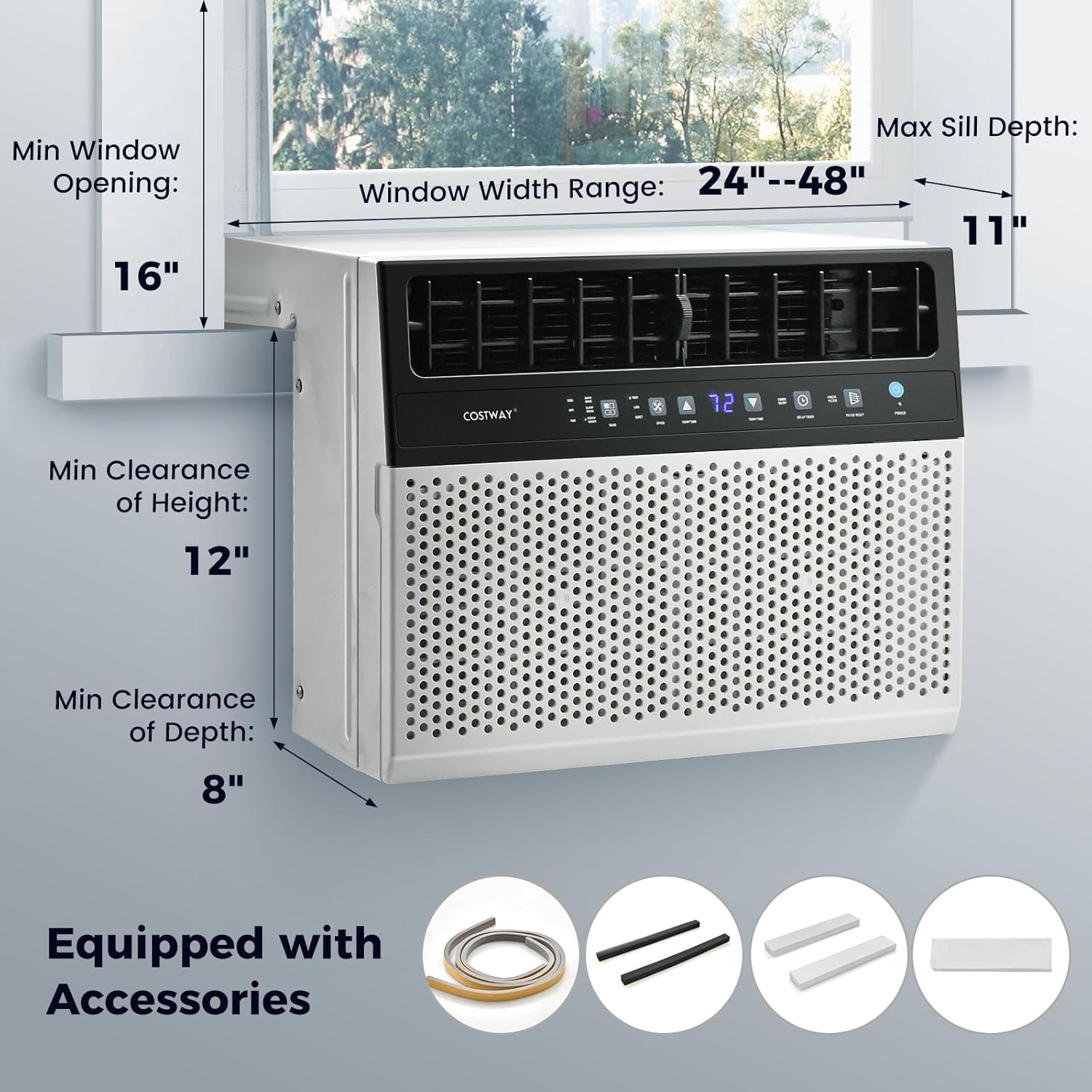 SIMOE 10,000BTU Window Air Conditioners, U-Shaped Window AC Unit, 42dB Ultra Quiet, Cools up to 450 Sq. Ft, Easy Installation, Remote Control