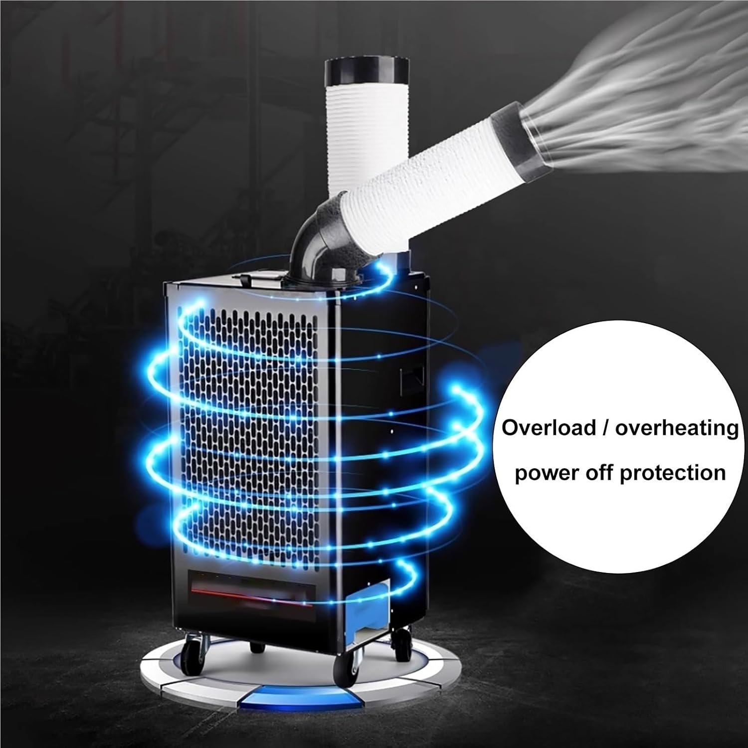 Industrial Portable Spot Air Conditioner – Mobile Commercial Cooling Unit with Water Tank, 220V, Adjustable Air Ducts for Outdoor Events, Factory, Workshop(58cm)